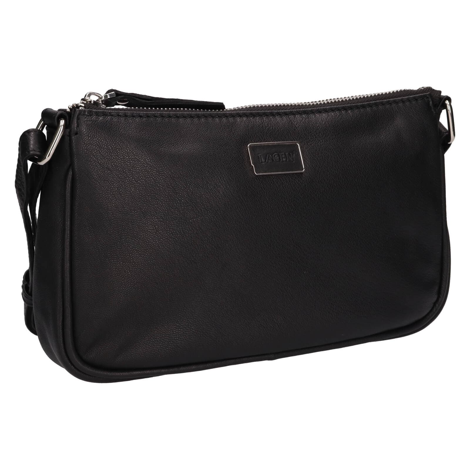 Kožená crossbody kabelka Lagen Elara, černá 2