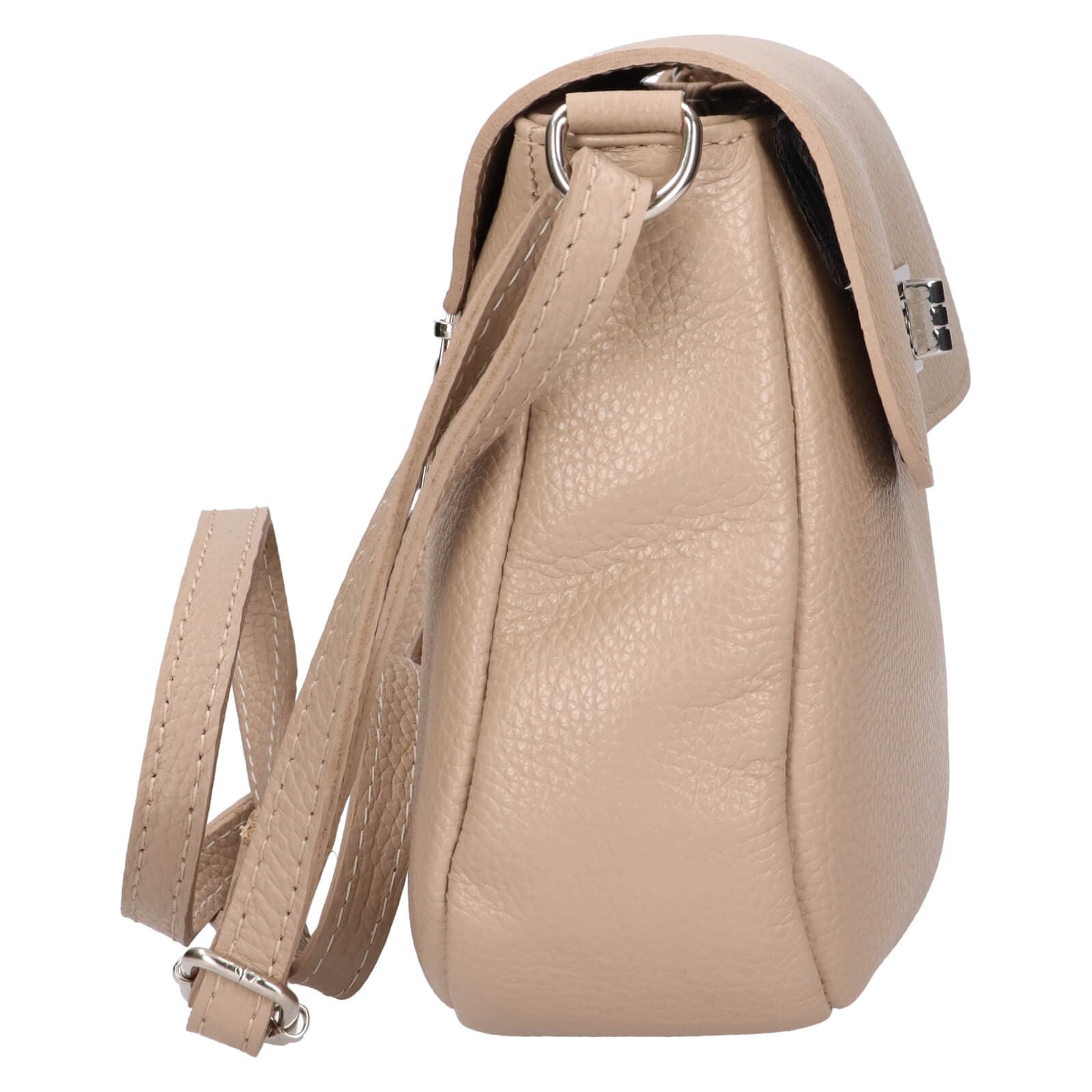 Kožená crossbody kabelka Italia Arabela, béžová 4