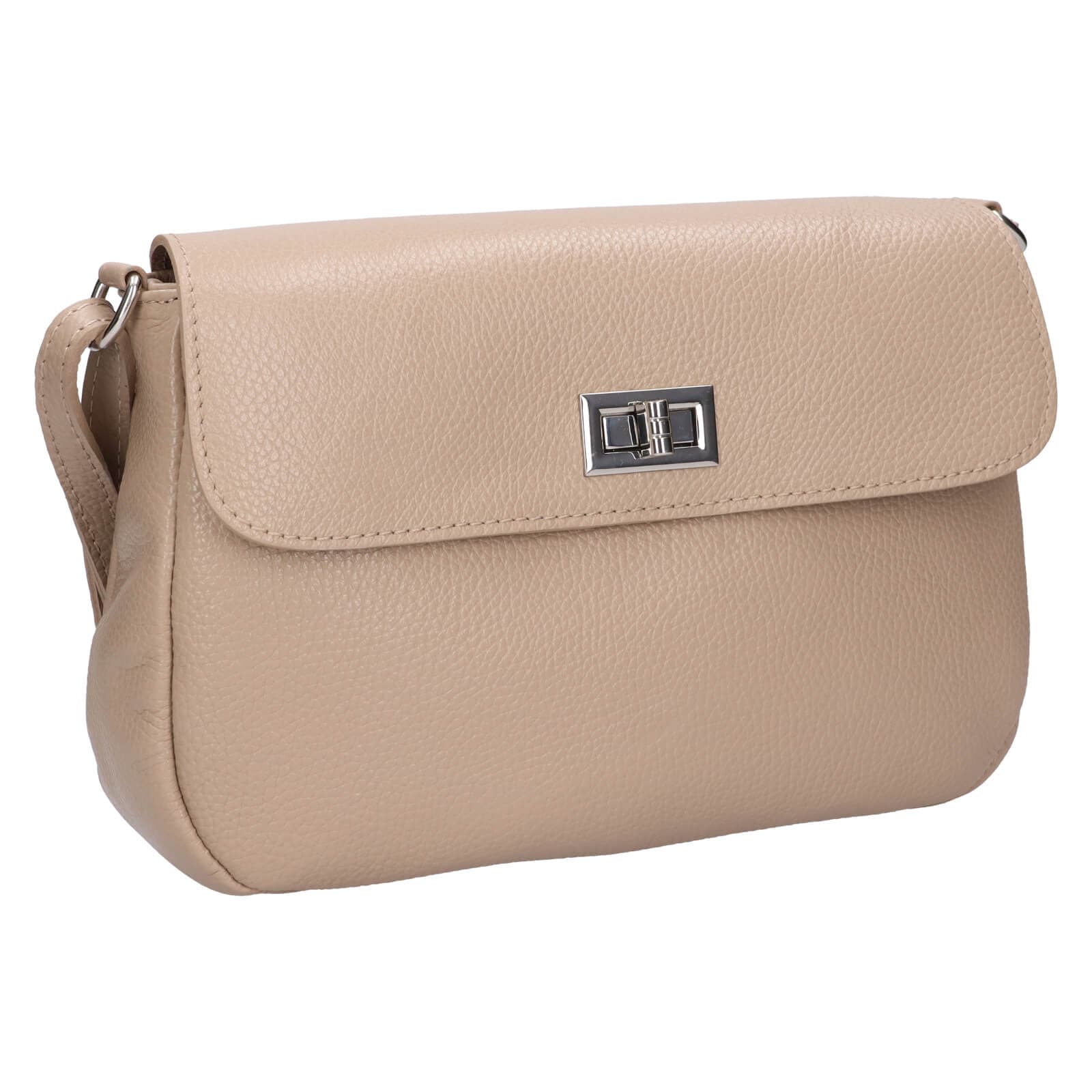 Kožená crossbody kabelka Italia Arabela, béžová 2