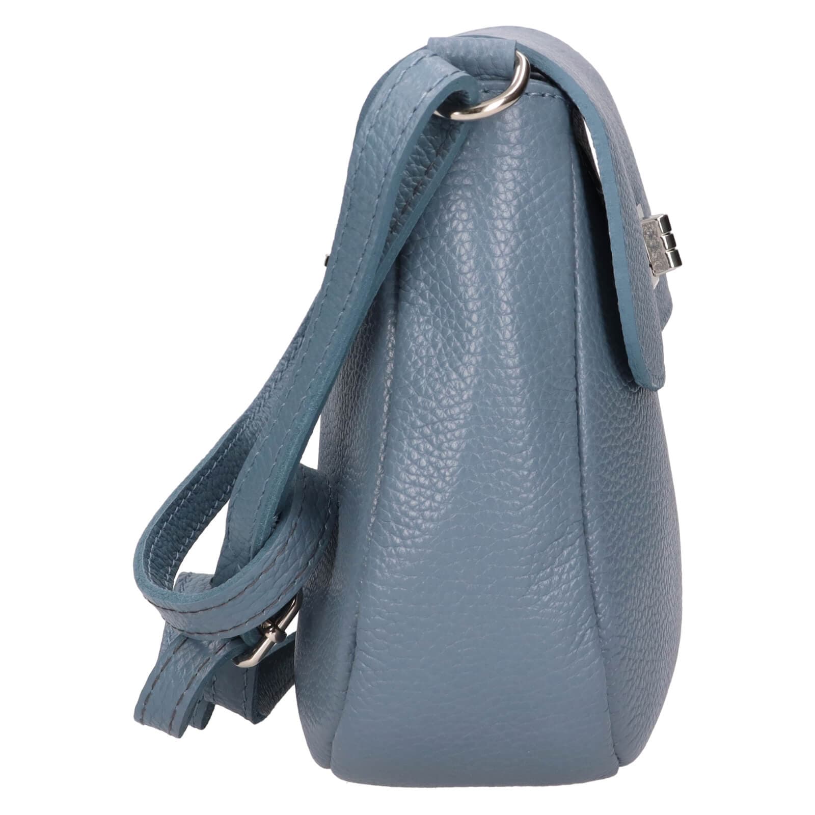 Kožená crossbody kabelka Italia Arabela, modrá 4