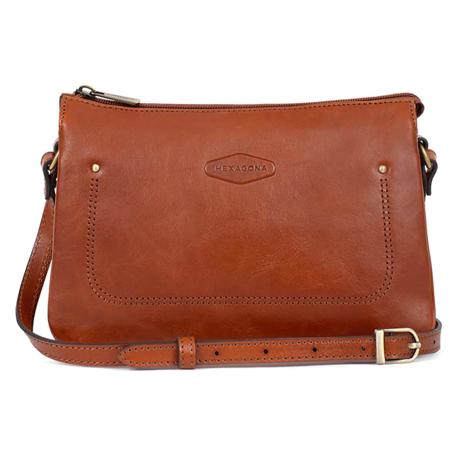 Kožená crossbody kabelka Hexagona Rodriga, hnědá