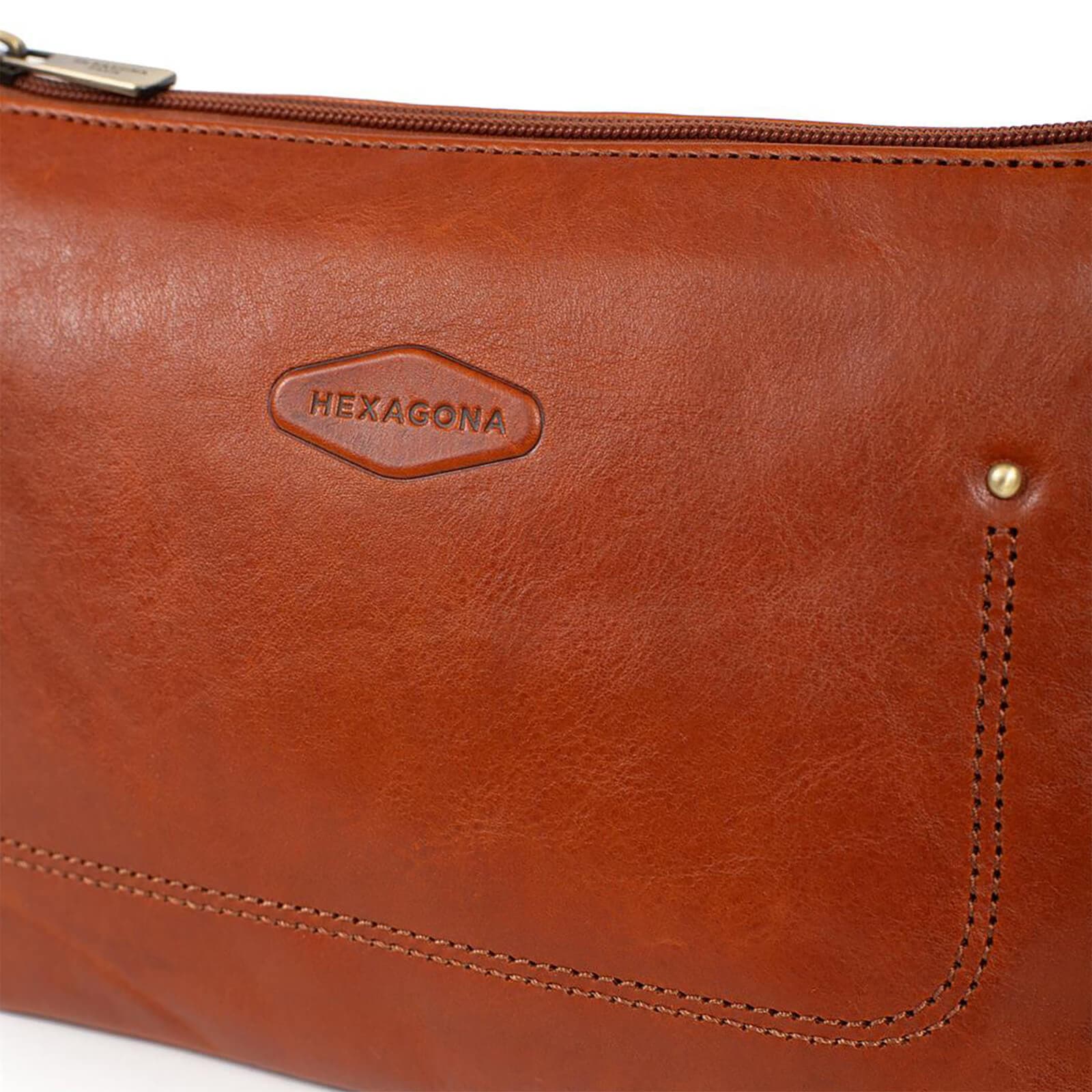 Kožená crossbody kabelka Hexagona Rodriga, hnědá 4