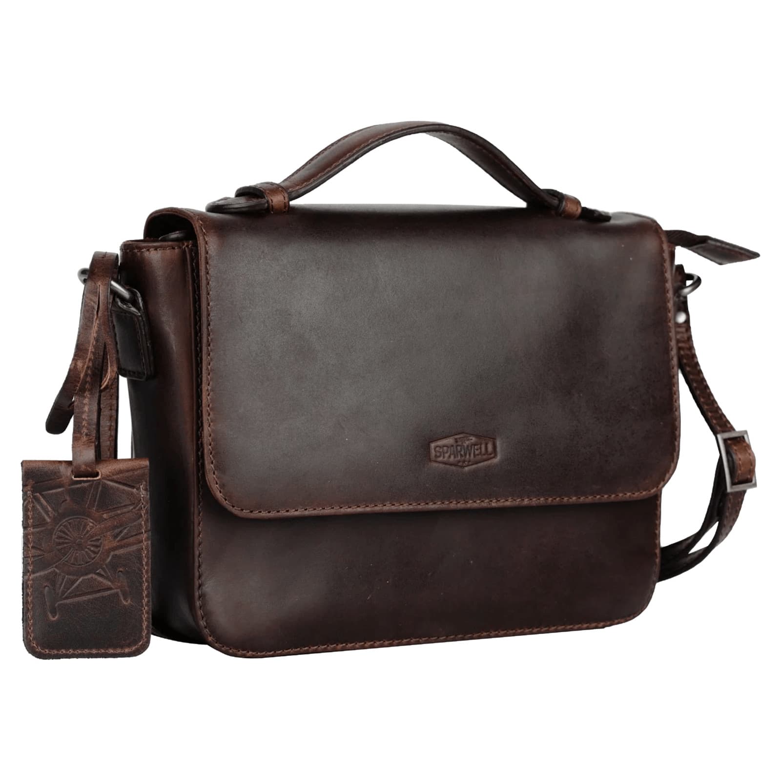 Kožená crossbody kabelka Sparwell Matilde, hnědá 2