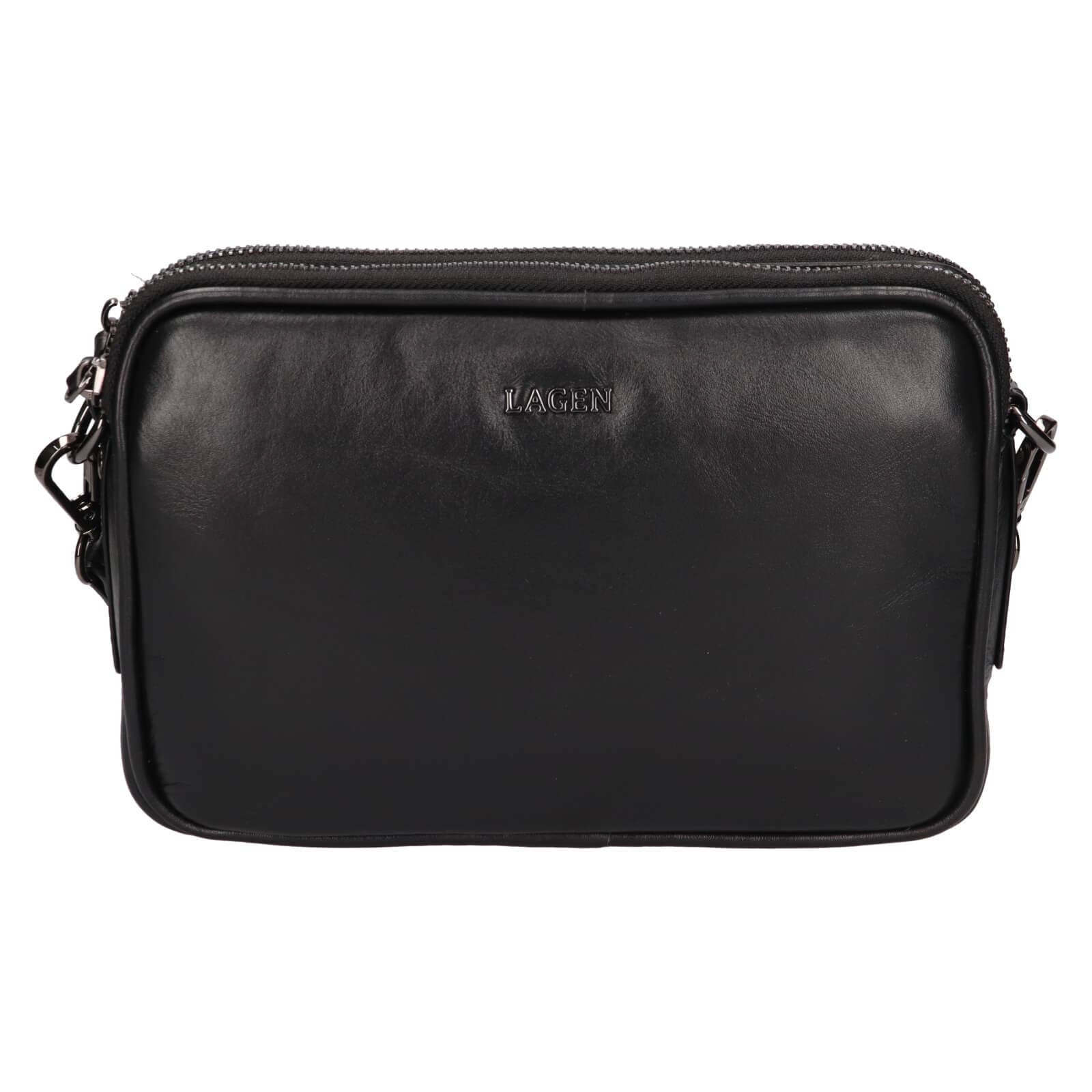 Kožená crossbody kabelka Lagen Bruna, černá