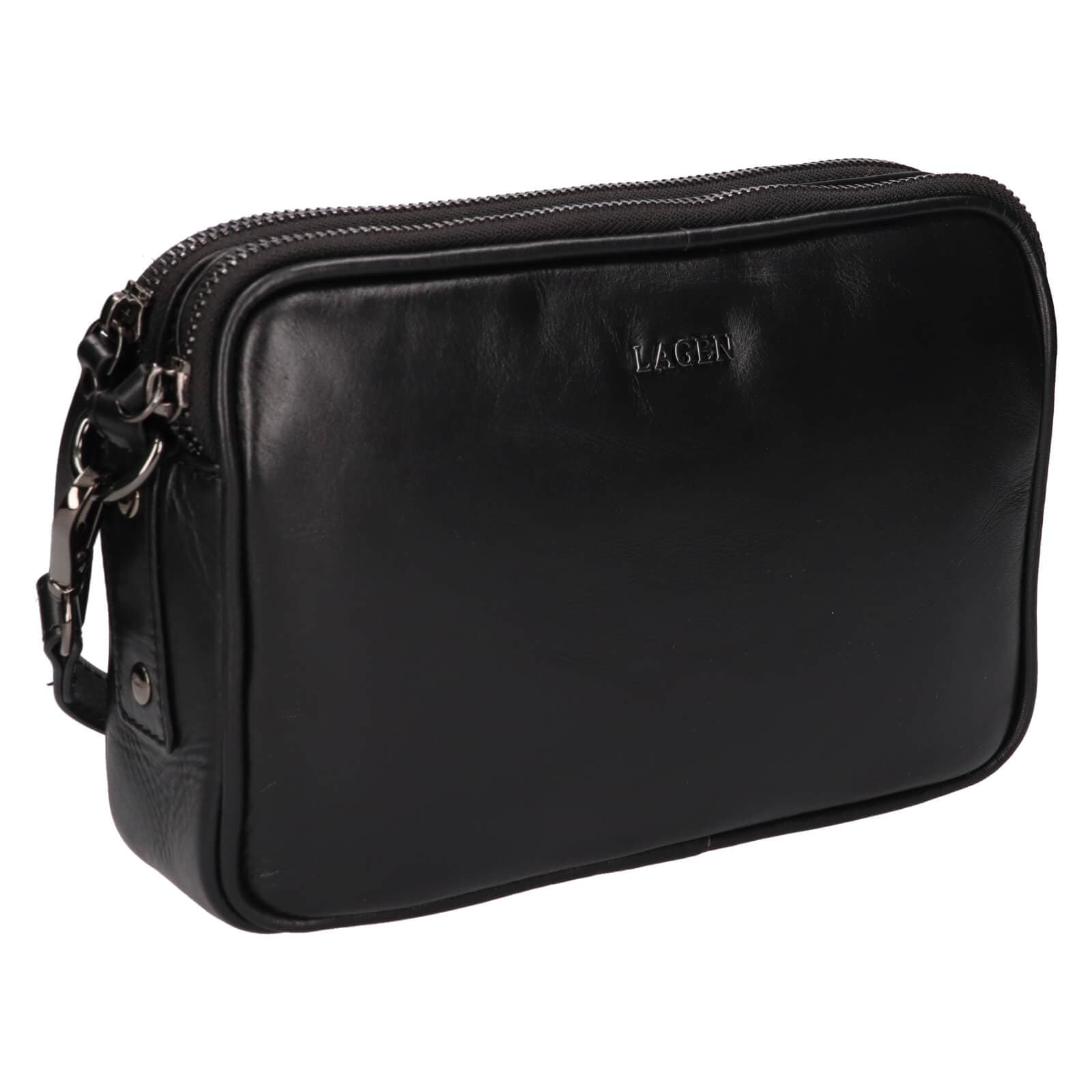 Kožená crossbody kabelka Lagen Bruna, černá 2