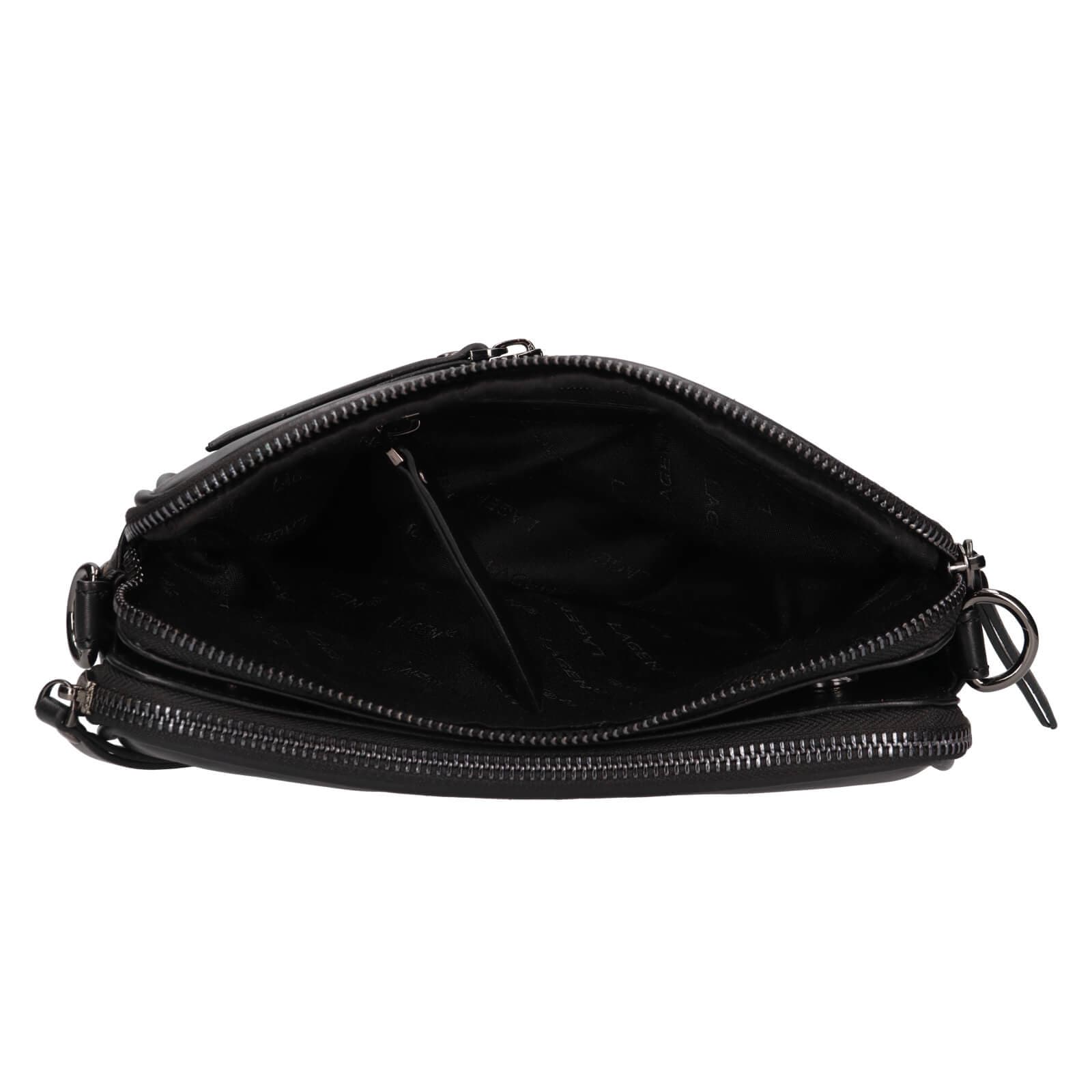 Kožená crossbody kabelka Lagen Bruna, černá 5