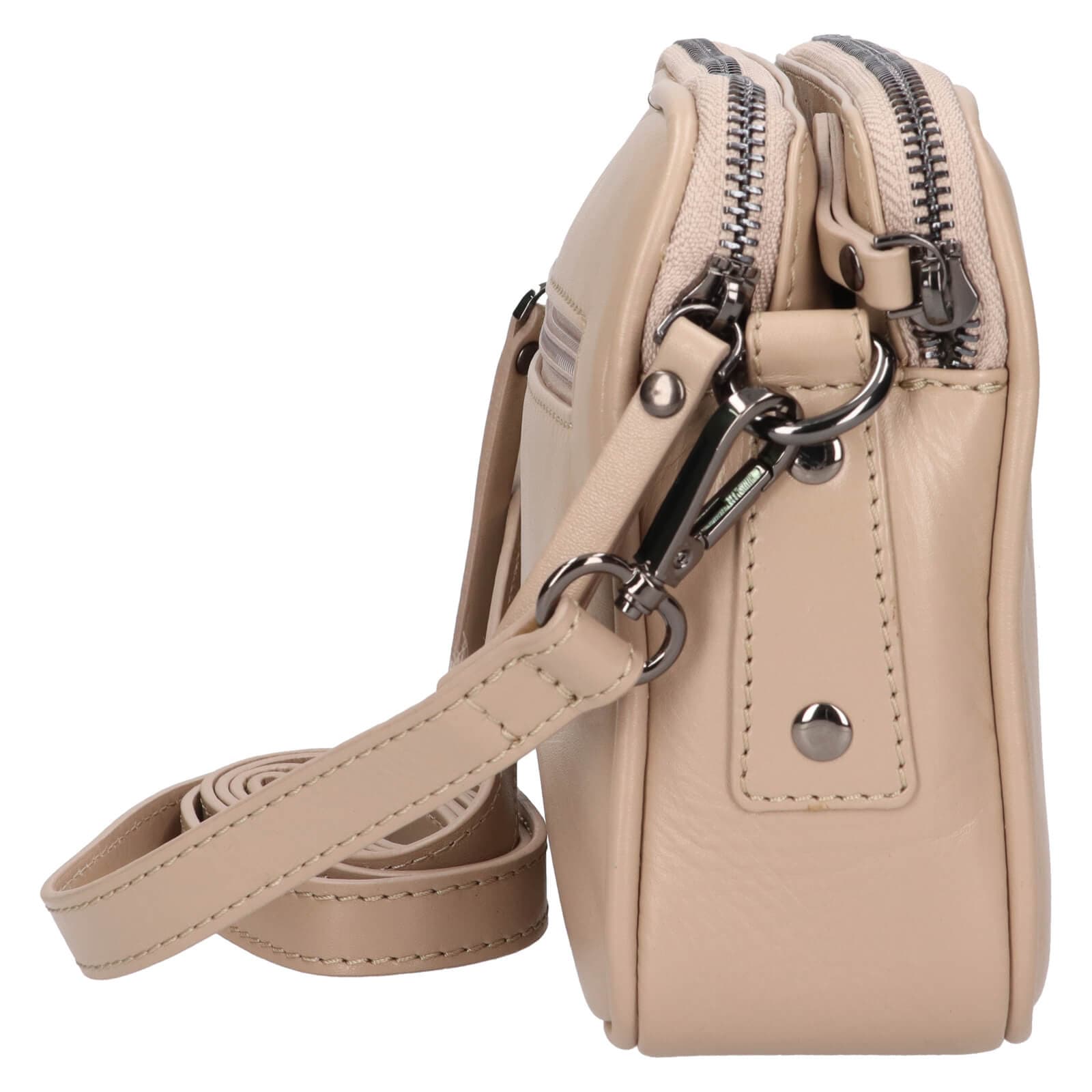 Kožená crossbody kabelka Lagen Bruna, béžová 4