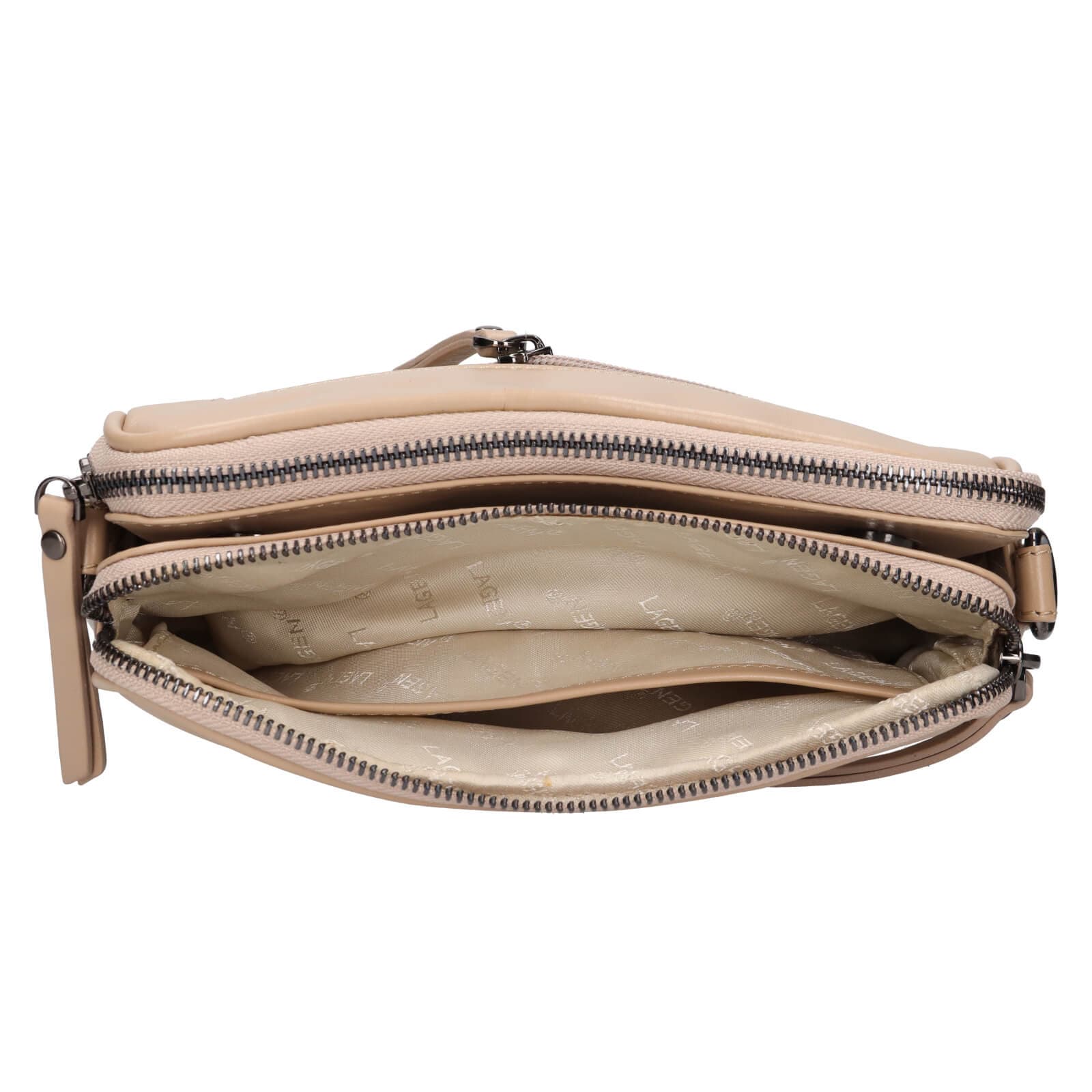 Kožená crossbody kabelka Lagen Bruna, béžová 6