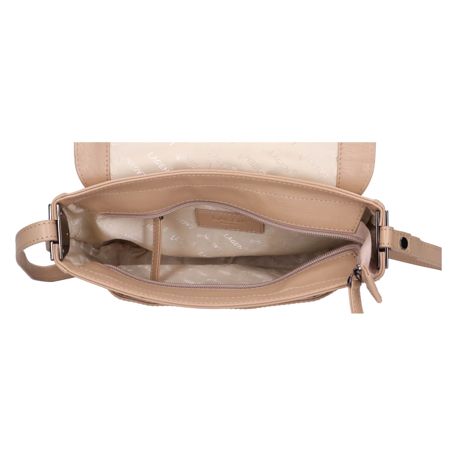 Kožená crossbody kabelka Lagen Susana, béžová 6