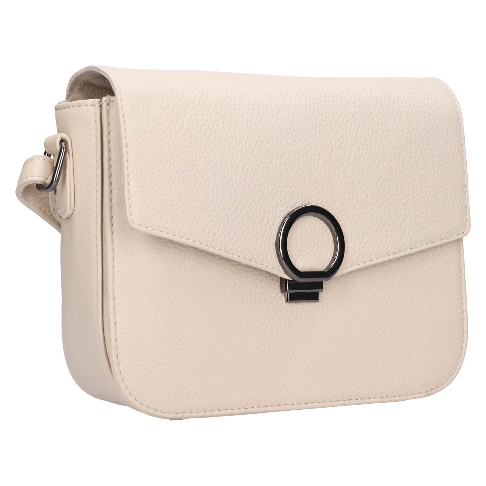 Kožená crossbody kabelka Lagen Simoa, krémová 2