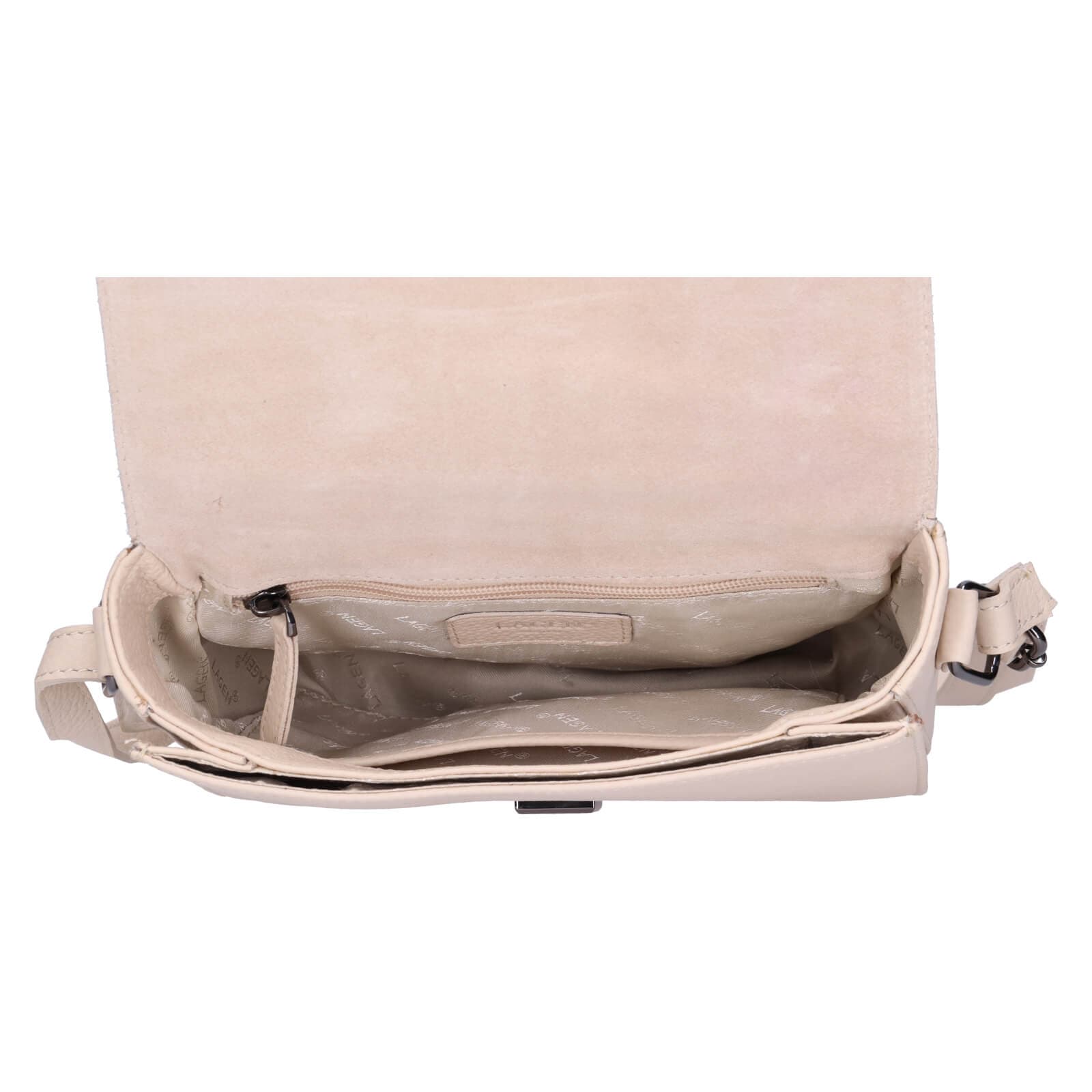 Kožená crossbody kabelka Lagen Simoa, krémová 5