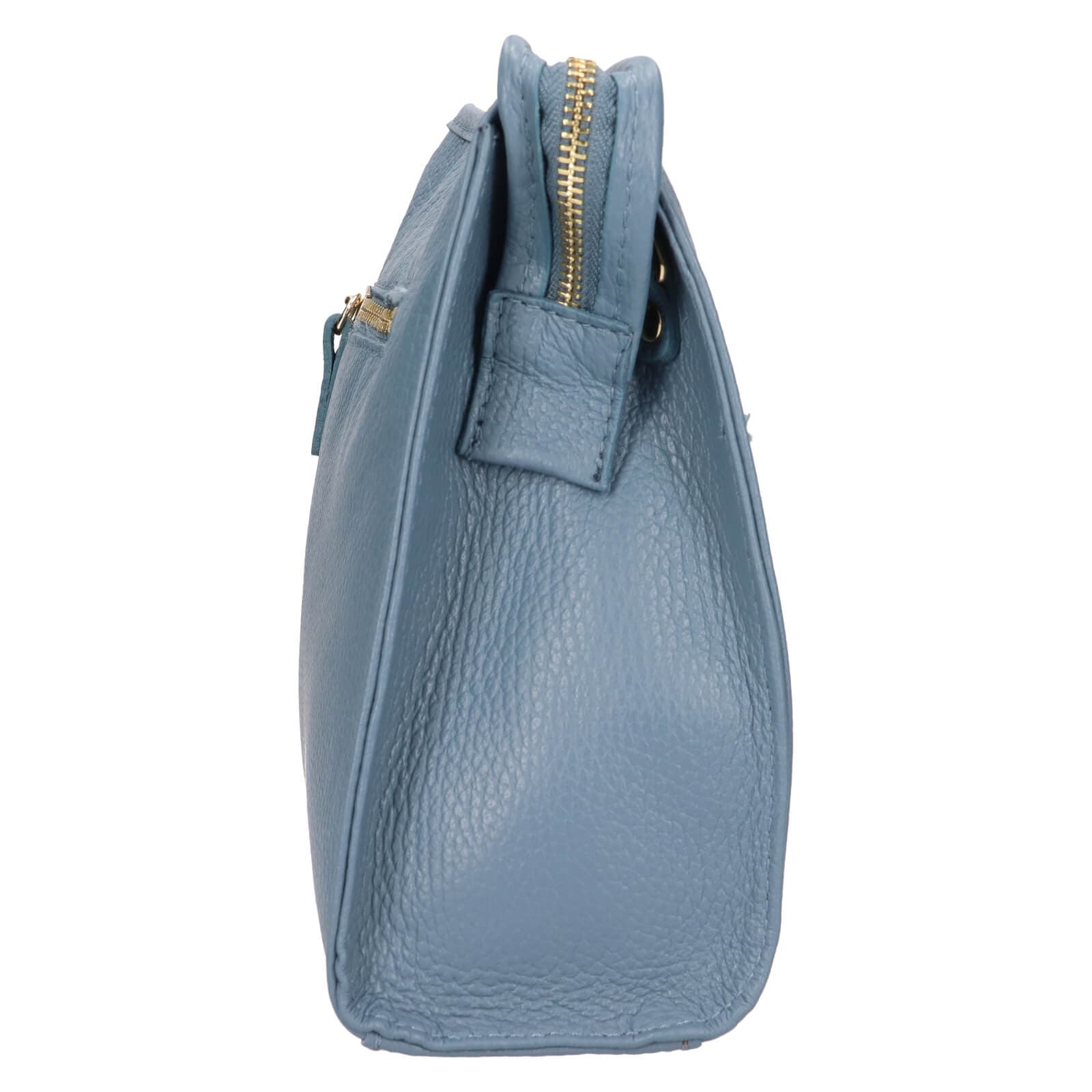 Kožená crossbody kabelka Italia Gisell, modrá 4