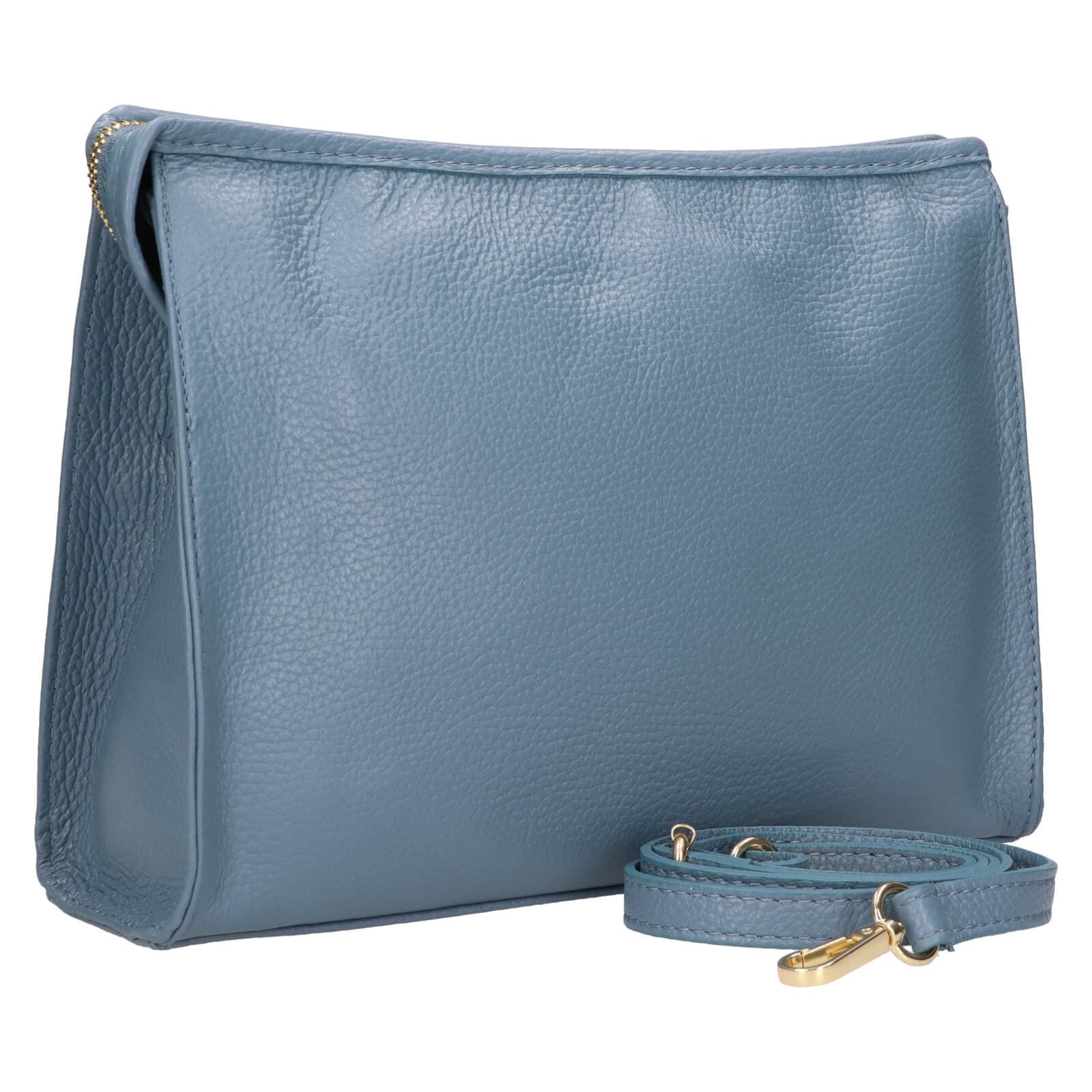 Kožená crossbody kabelka Italia Gisell, modrá 2
