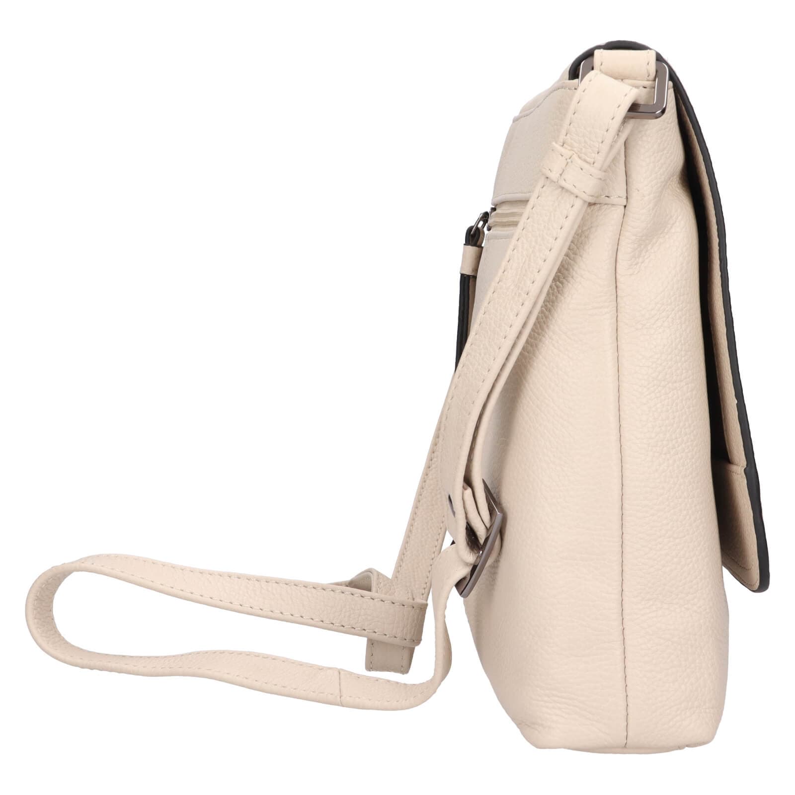 Kožená crossbody kabelka Lagen Lotte, krémová 4