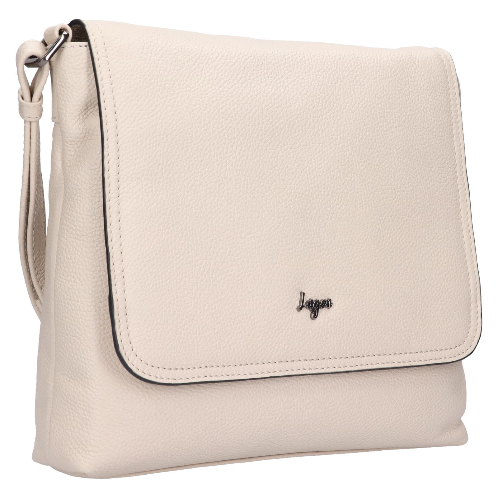 Kožená crossbody kabelka Lagen Lotte, krémová 2