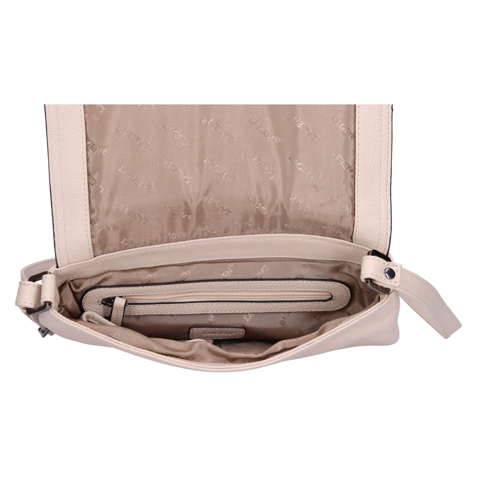 Kožená crossbody kabelka Lagen Lotte, krémová 5
