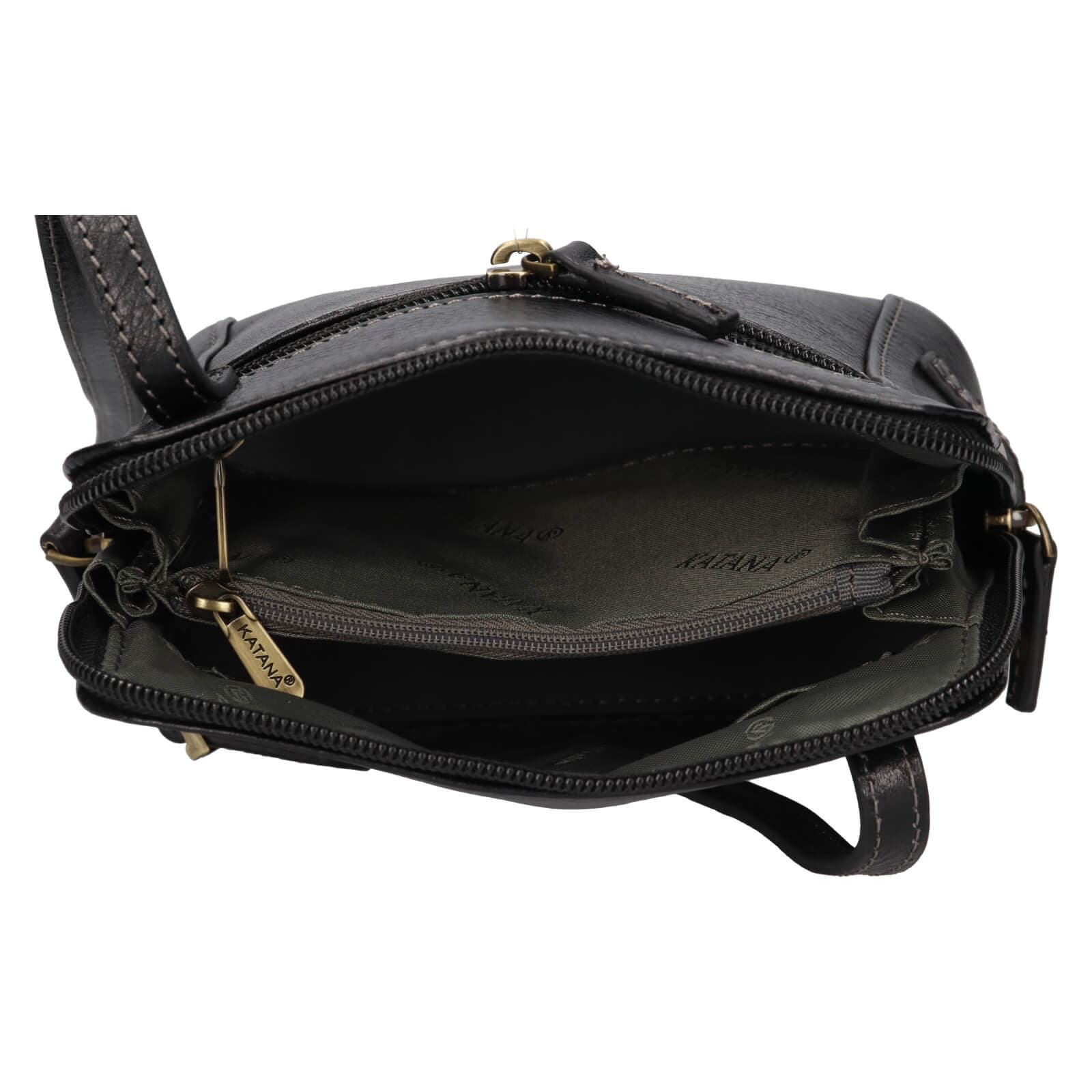 Kožená crossbody kabelka Katana Essi, černá 5