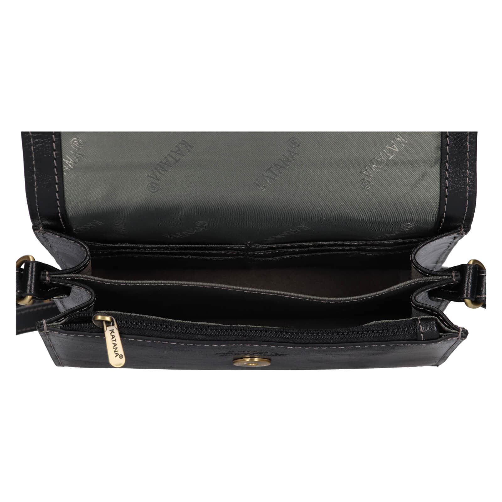 Kožená crossbody kabelka Katana Roosa, černá 5