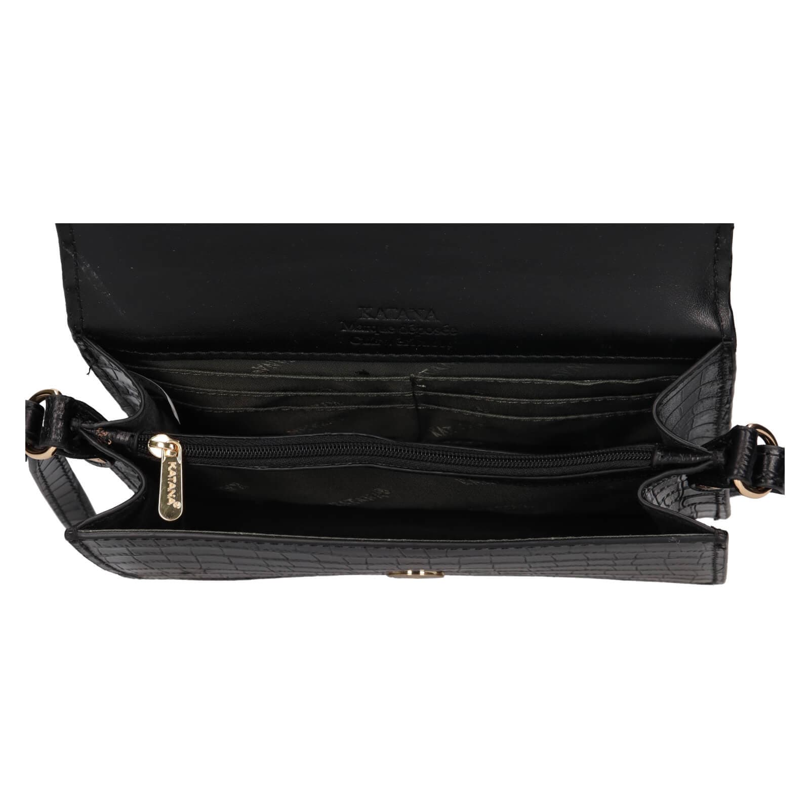 Kožená crossbody kabelka Katana Tinja, černá 5
