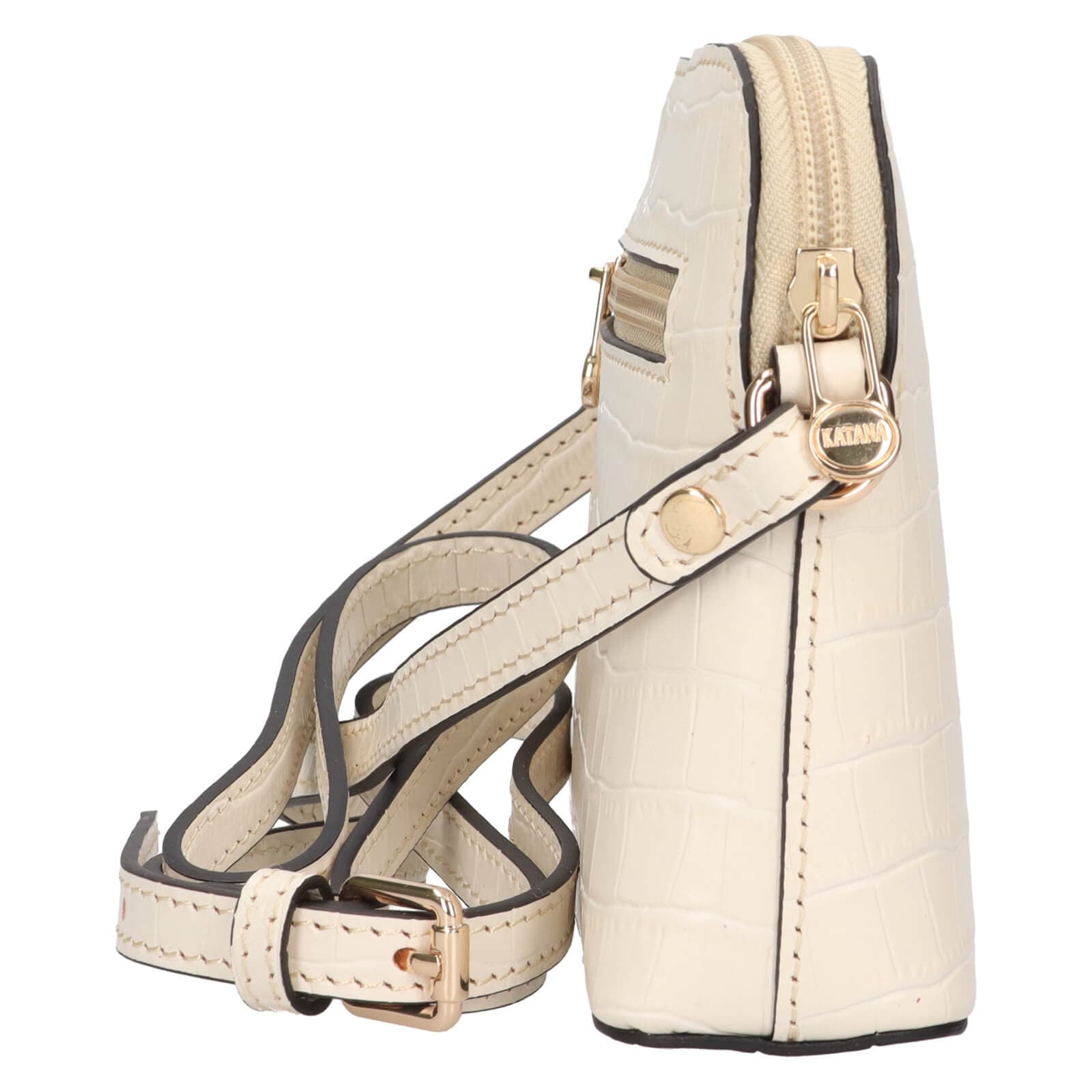 Kožená crossbody kabelka Katana Sini, krémová 5
