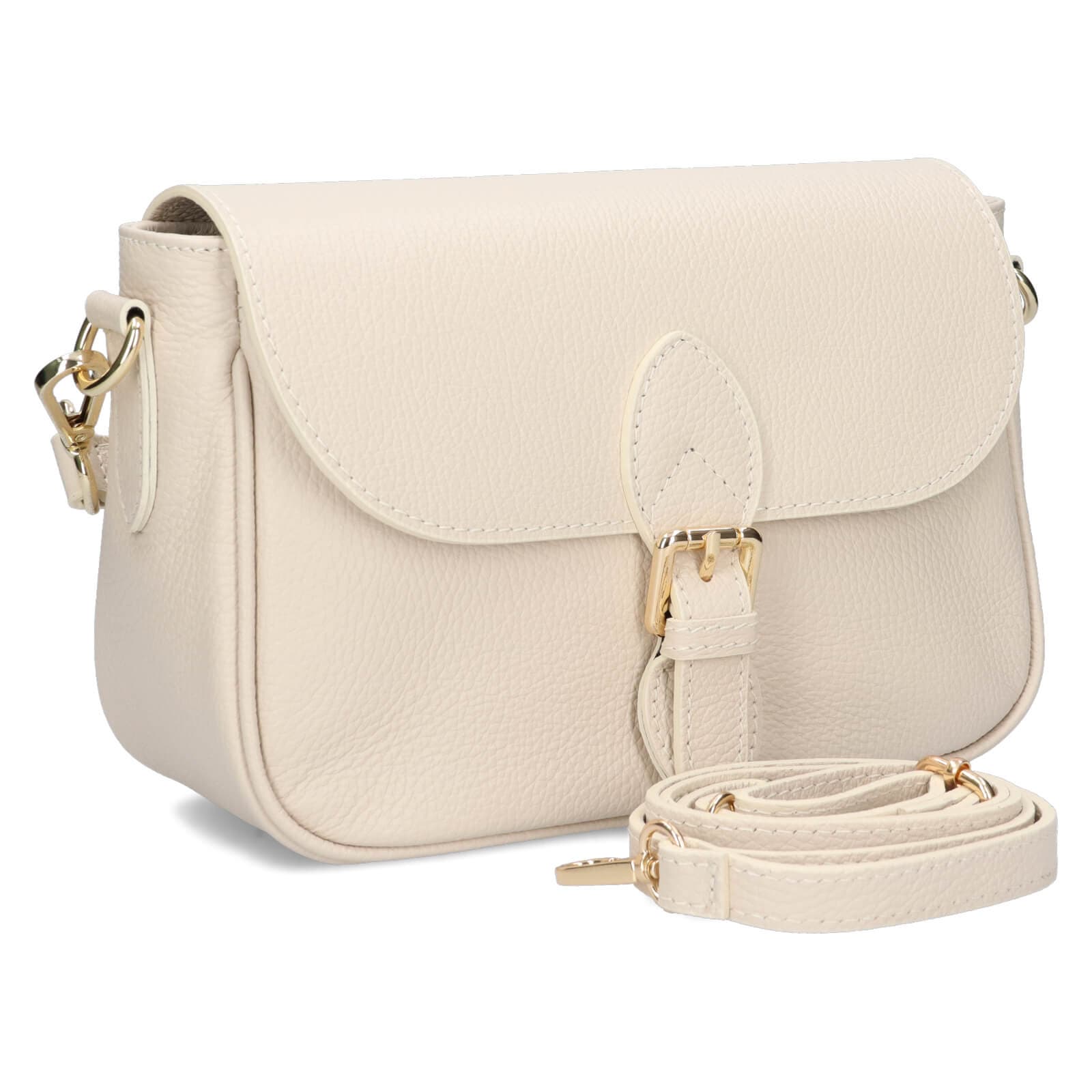Kožená crossbody kabelka Italia Melanis, krémová 2