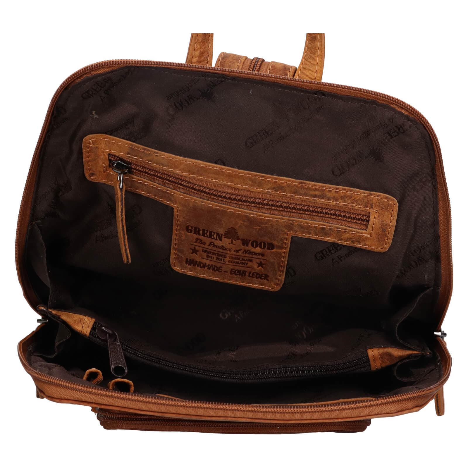 Vintage kožený batoh Greenwood Anites, hnědá 5