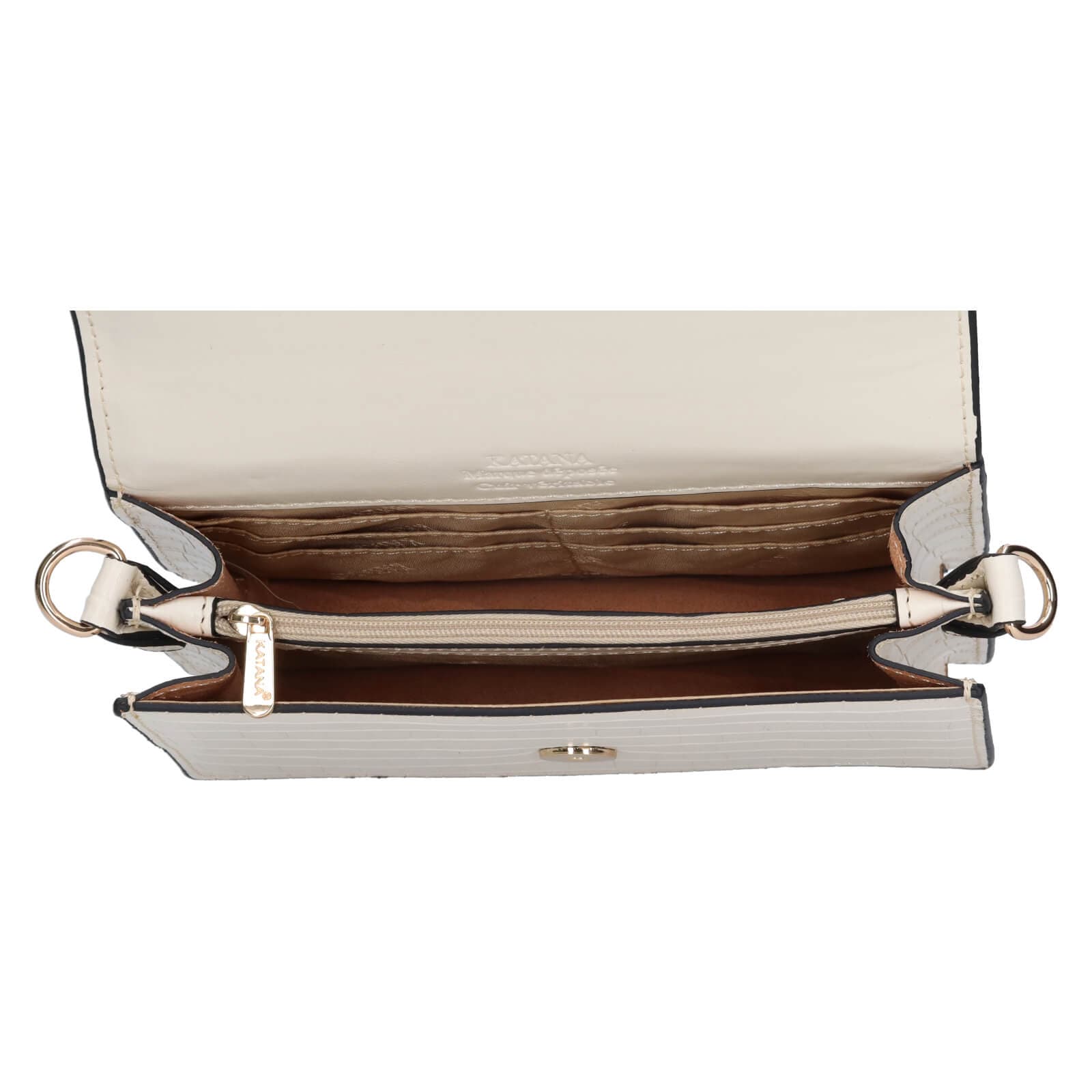 Kožená crossbody kabelka Katana Tinja, krémová 5