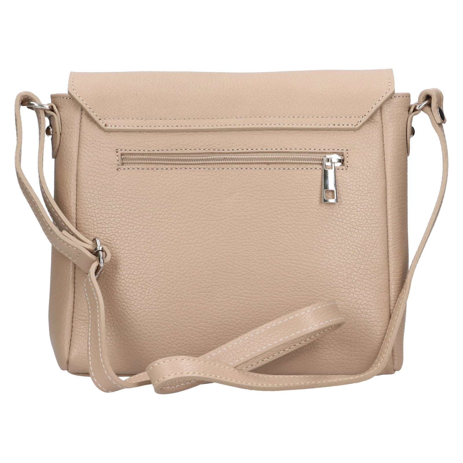 Kožená crossbody kabelka Italia Nikka, béžová 3