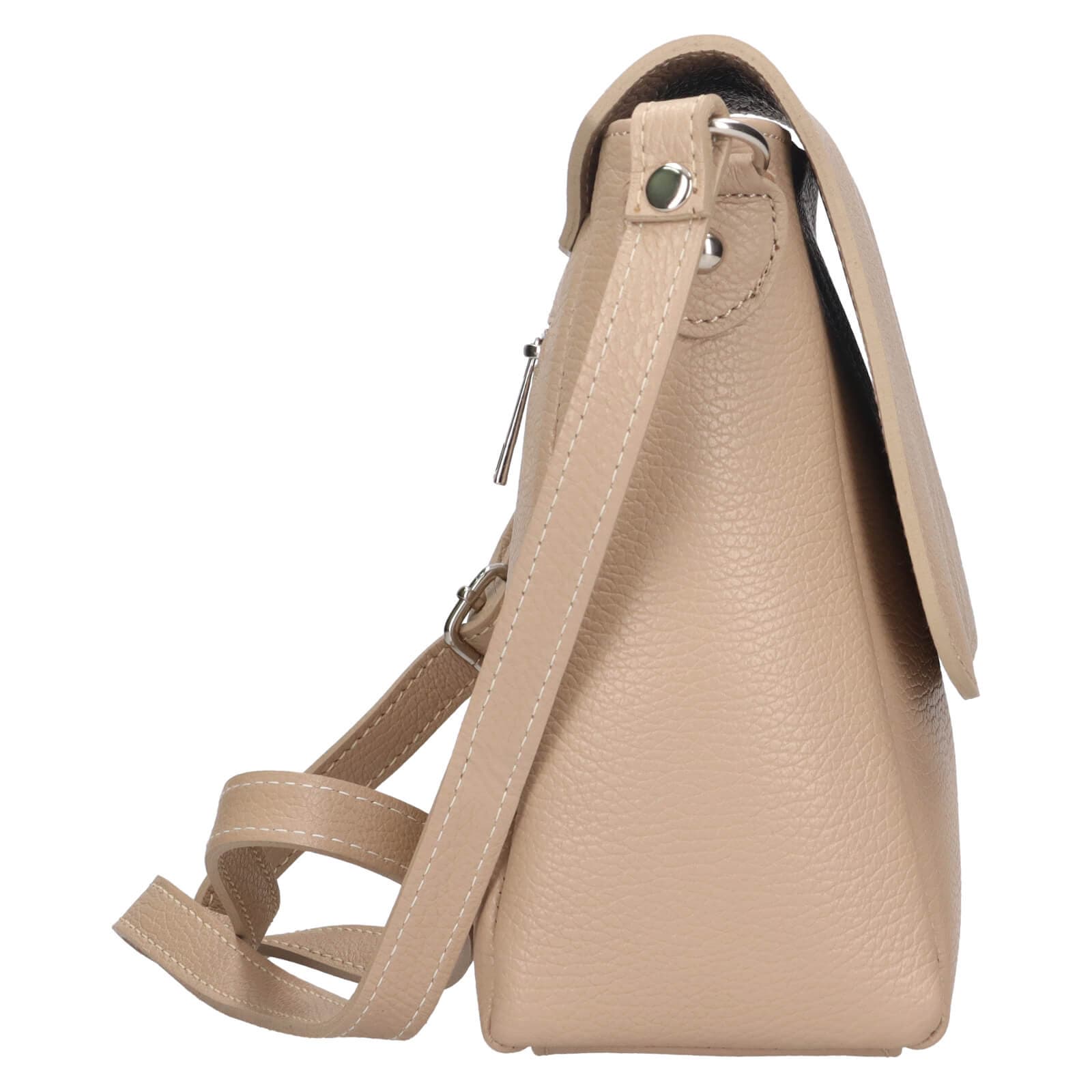 Kožená crossbody kabelka Italia Nikka, béžová 4