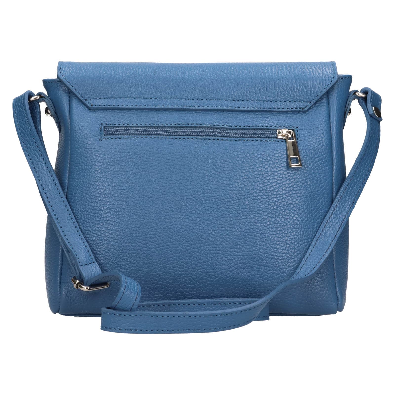Kožená crossbody kabelka Italia Nikka, modrá 3