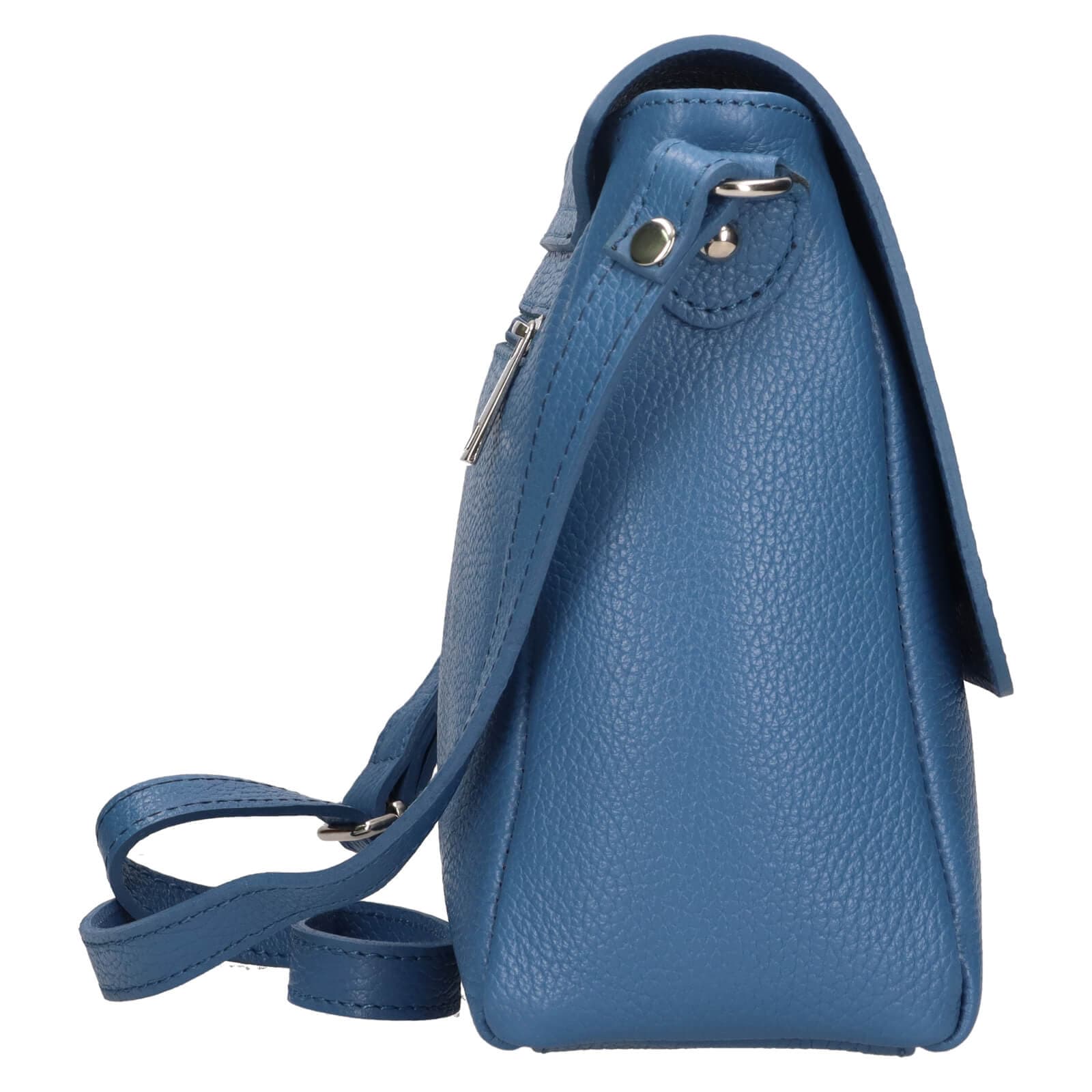 Kožená crossbody kabelka Italia Nikka, modrá 4