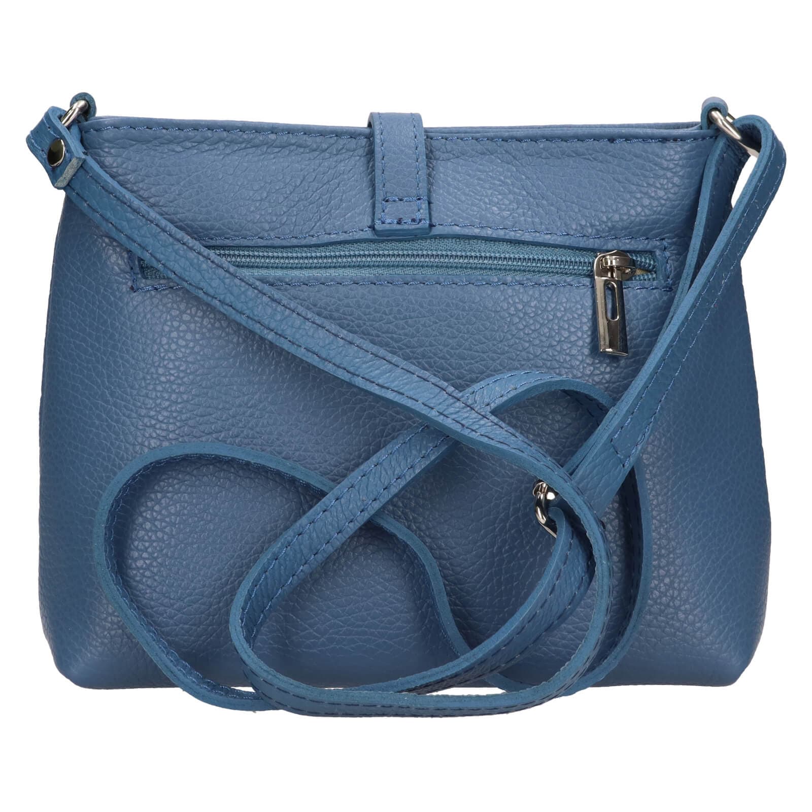 Kožená crossbody kabelka Italia Marlen, modrá 3