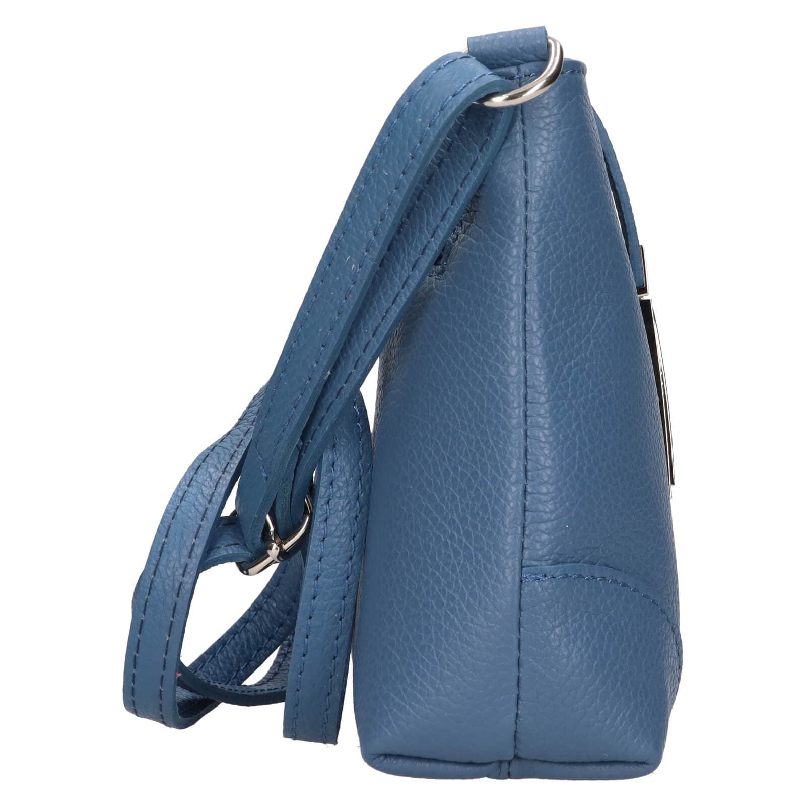 Kožená crossbody kabelka Italia Marlen, modrá 4