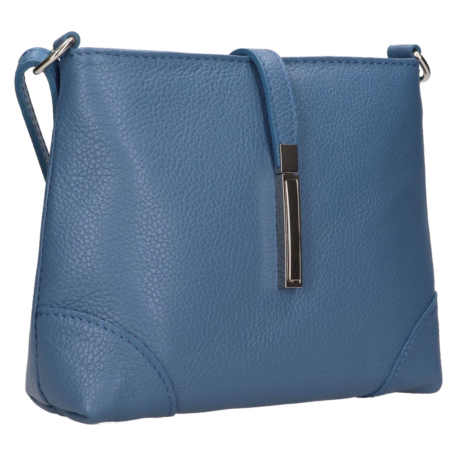 Kožená crossbody kabelka Italia Marlen, modrá 2