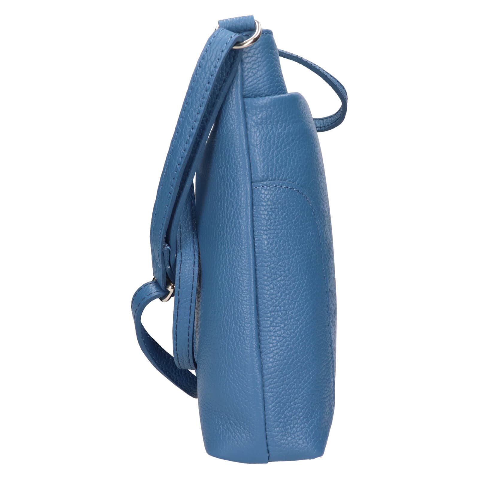 Kožená crossbody kabelka Italia Emma, modrá 4