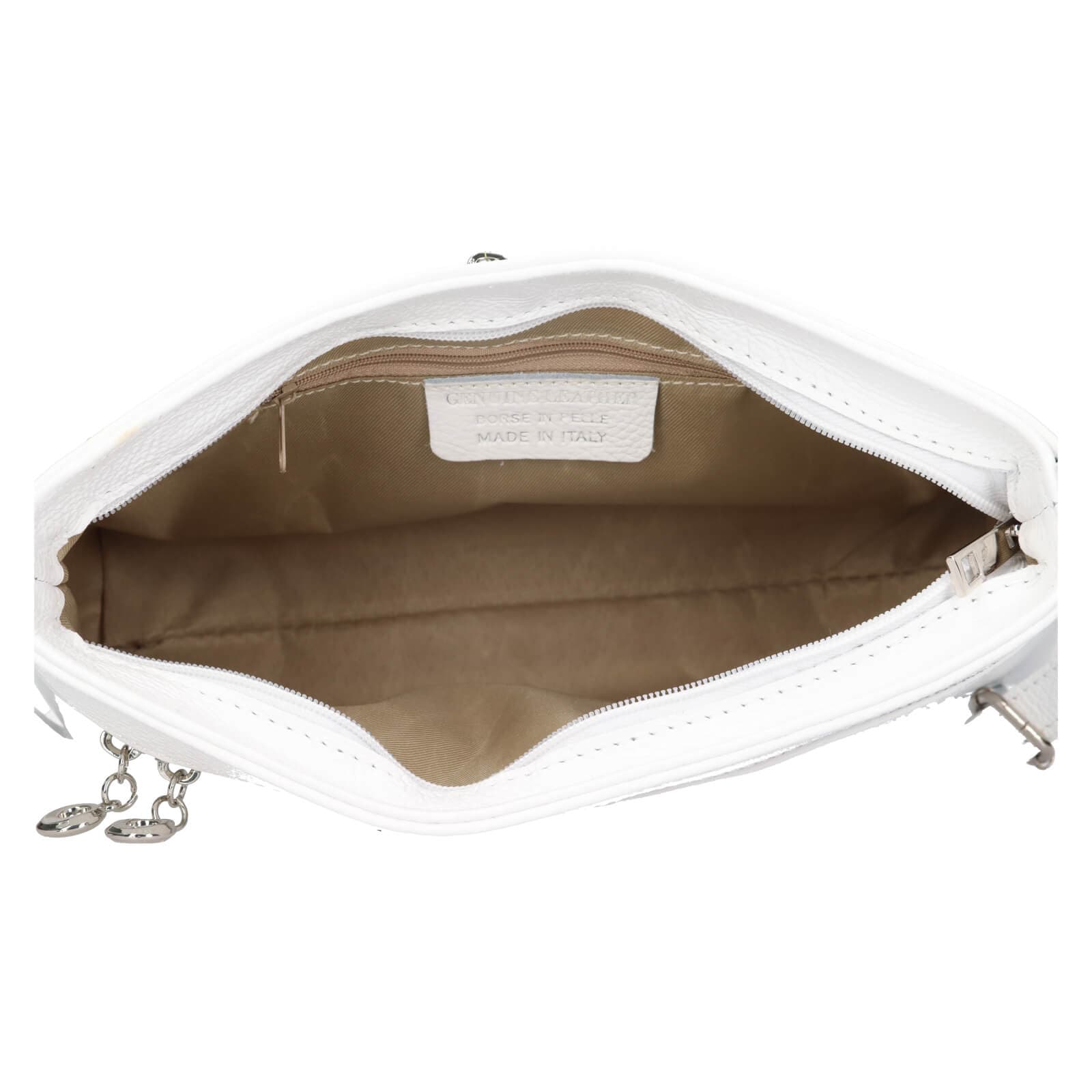 Kožená crossbody kabelka Italia Benea, bílá 6