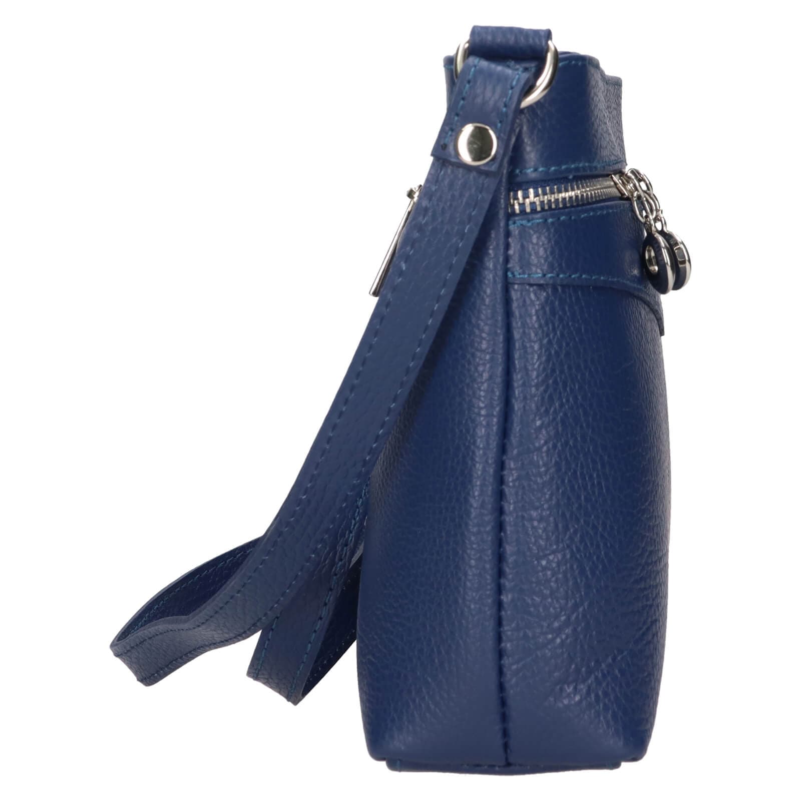 Kožená crossbody kabelka Italia Benea, modrá 4