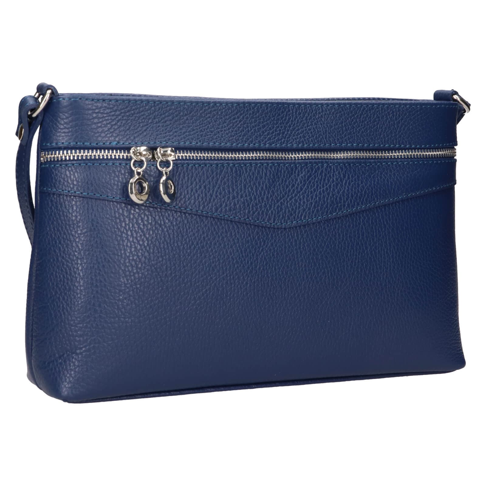 Kožená crossbody kabelka Italia Benea, modrá 2