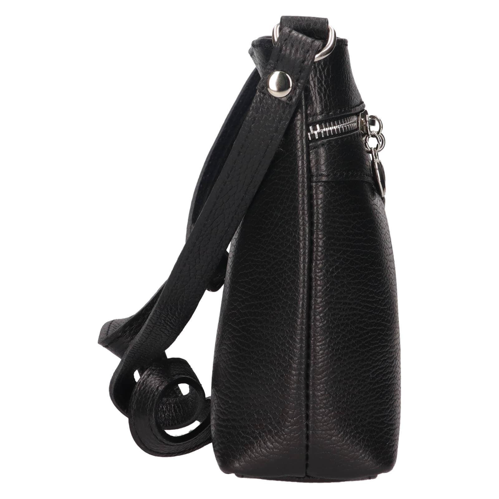 Kožená crossbody kabelka Italia Benea, černá 4