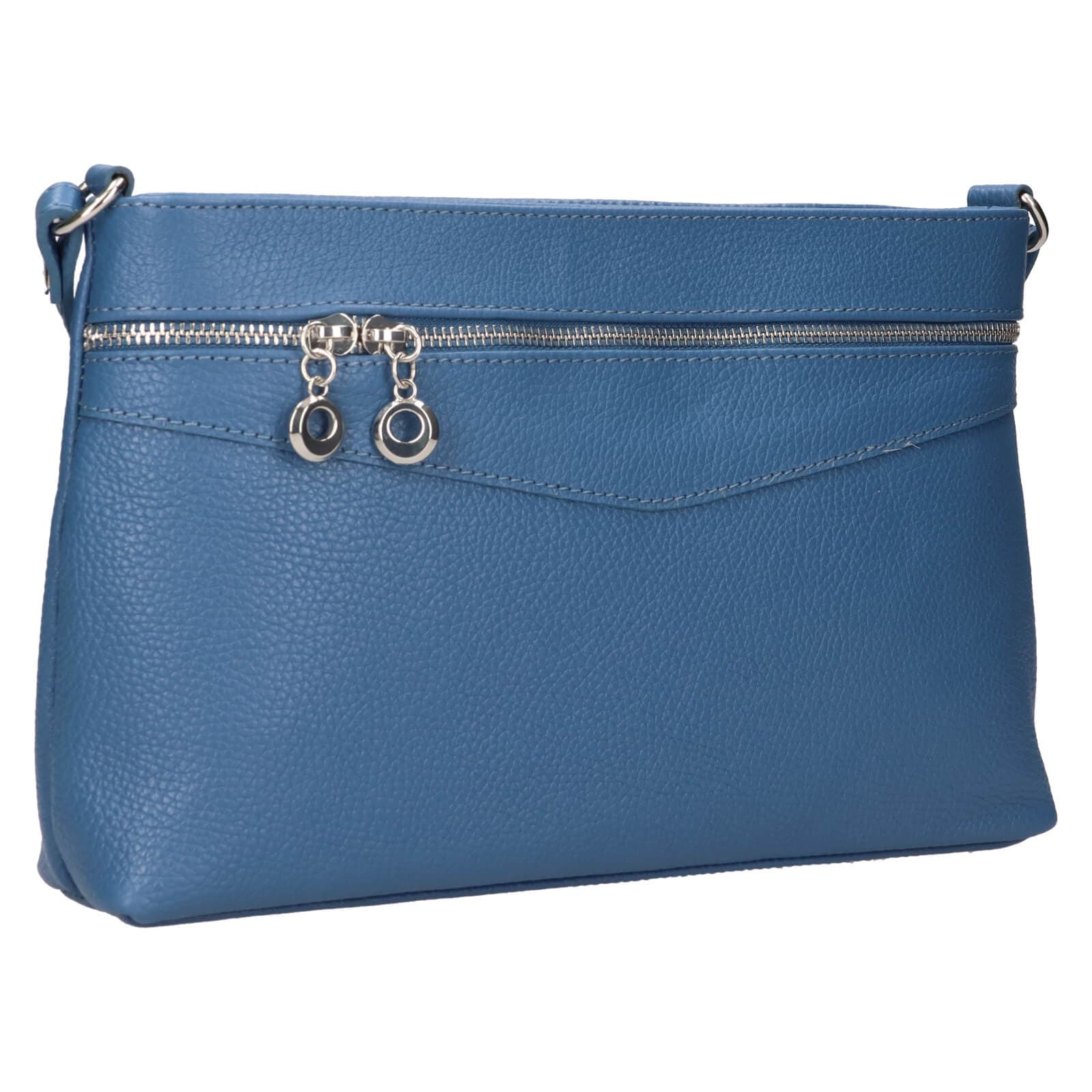 Kožená crossbody kabelka Italia Benea, modrá 2