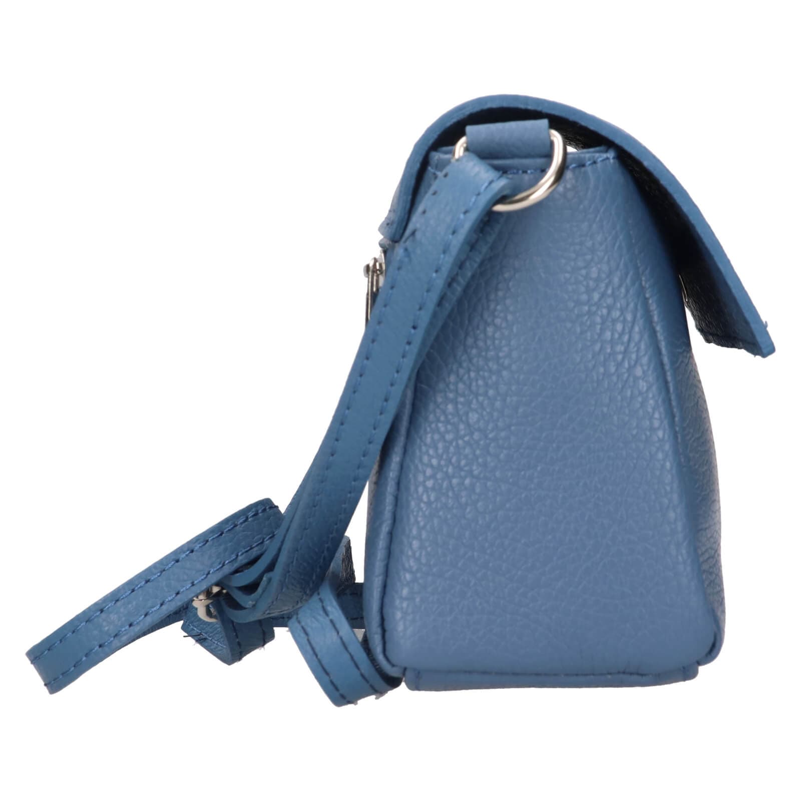 Kožená crossbody kabelka Italia Darina, modrá 4