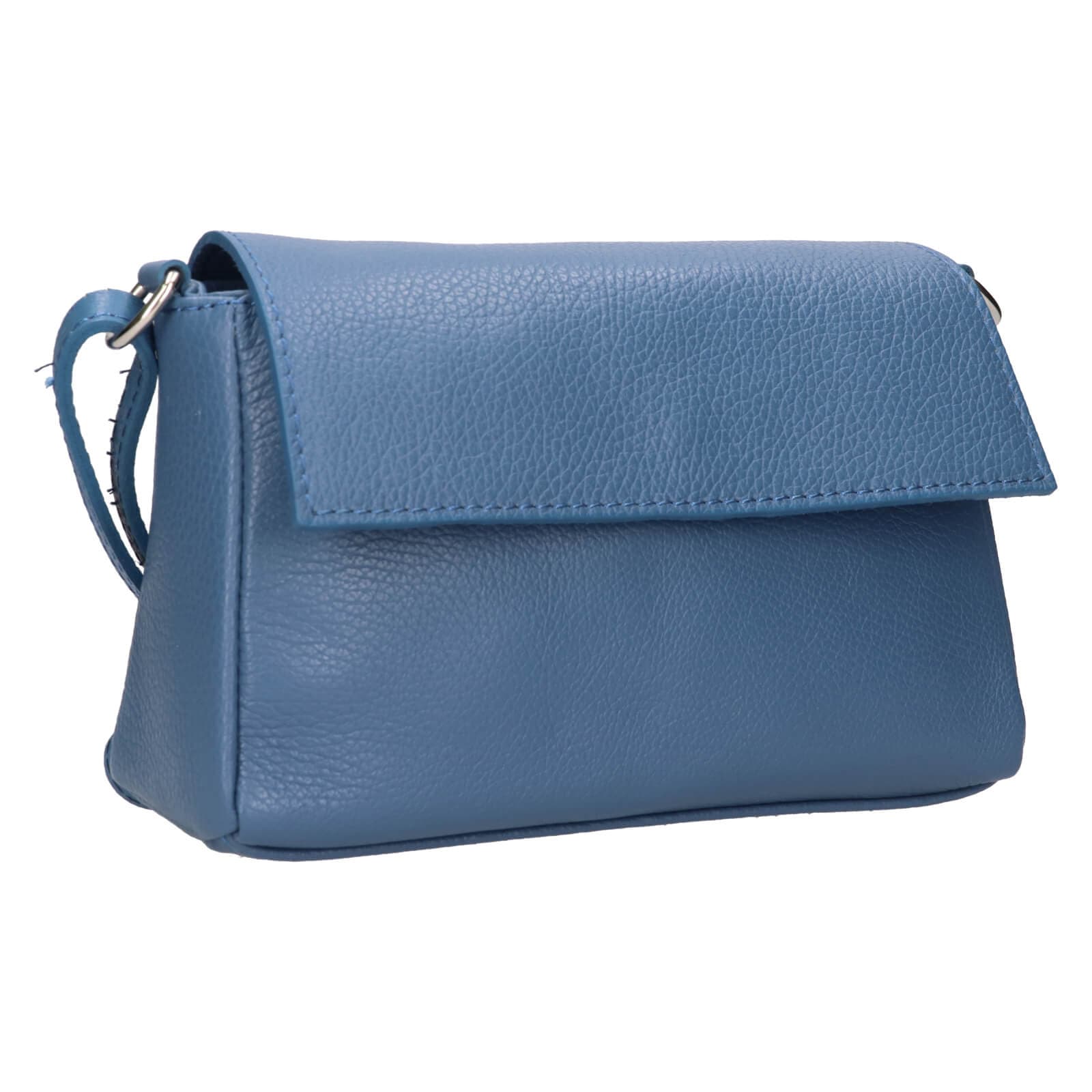 Kožená crossbody kabelka Italia Darina, modrá 2