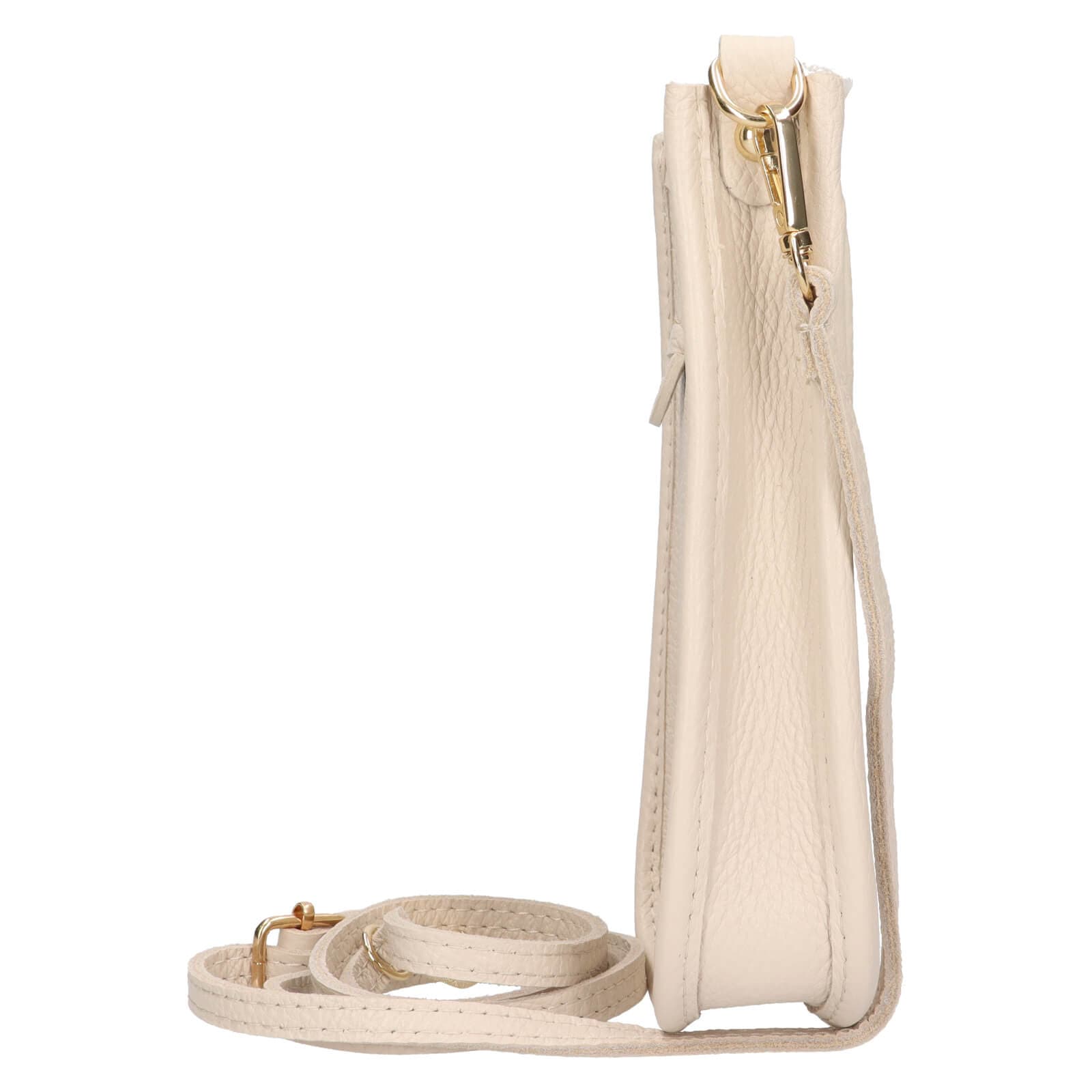 Kožená kabelka na mobil a doklady Italia Simma, krémová 4