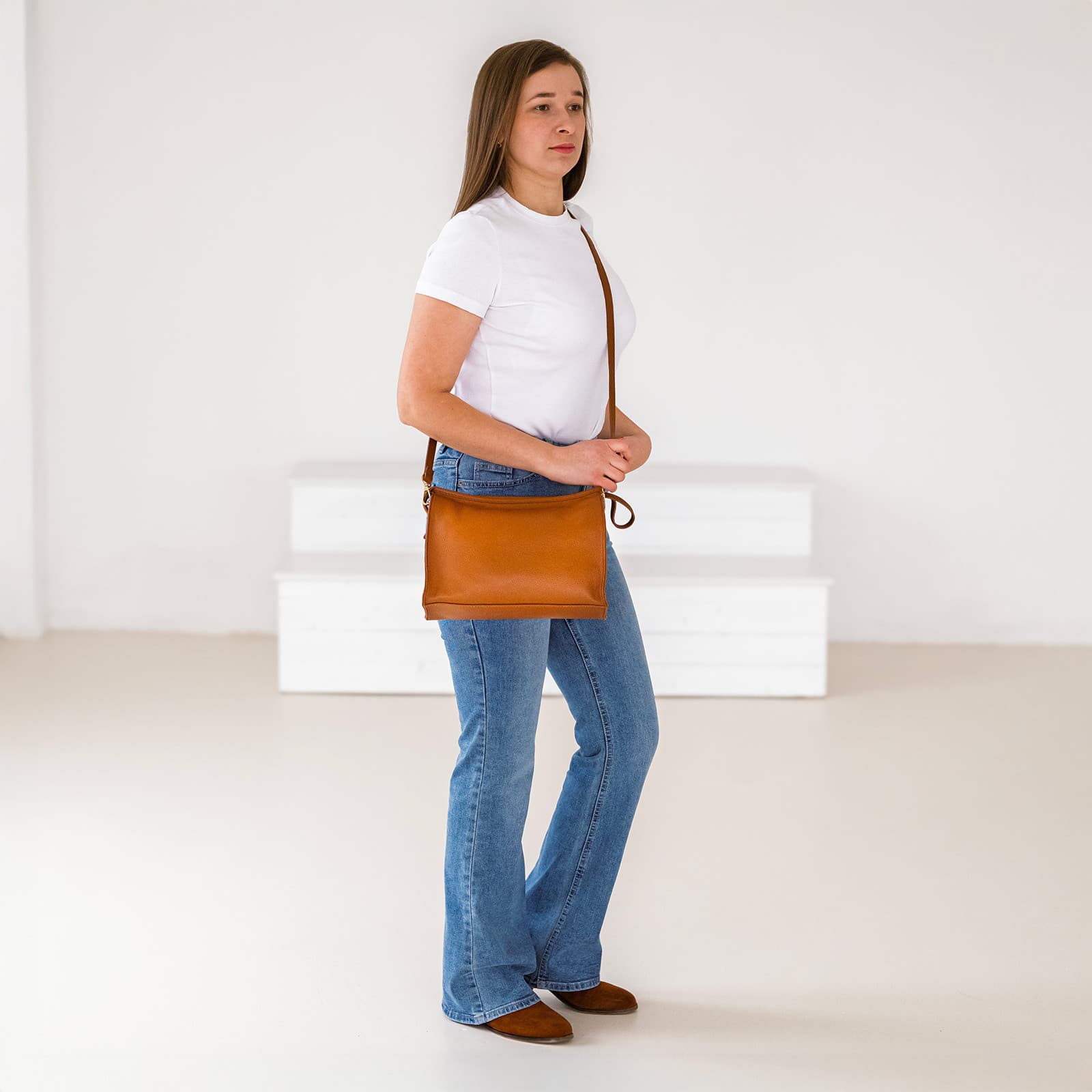 Kožená crossbody kabelka Italia Gisell, červená 6