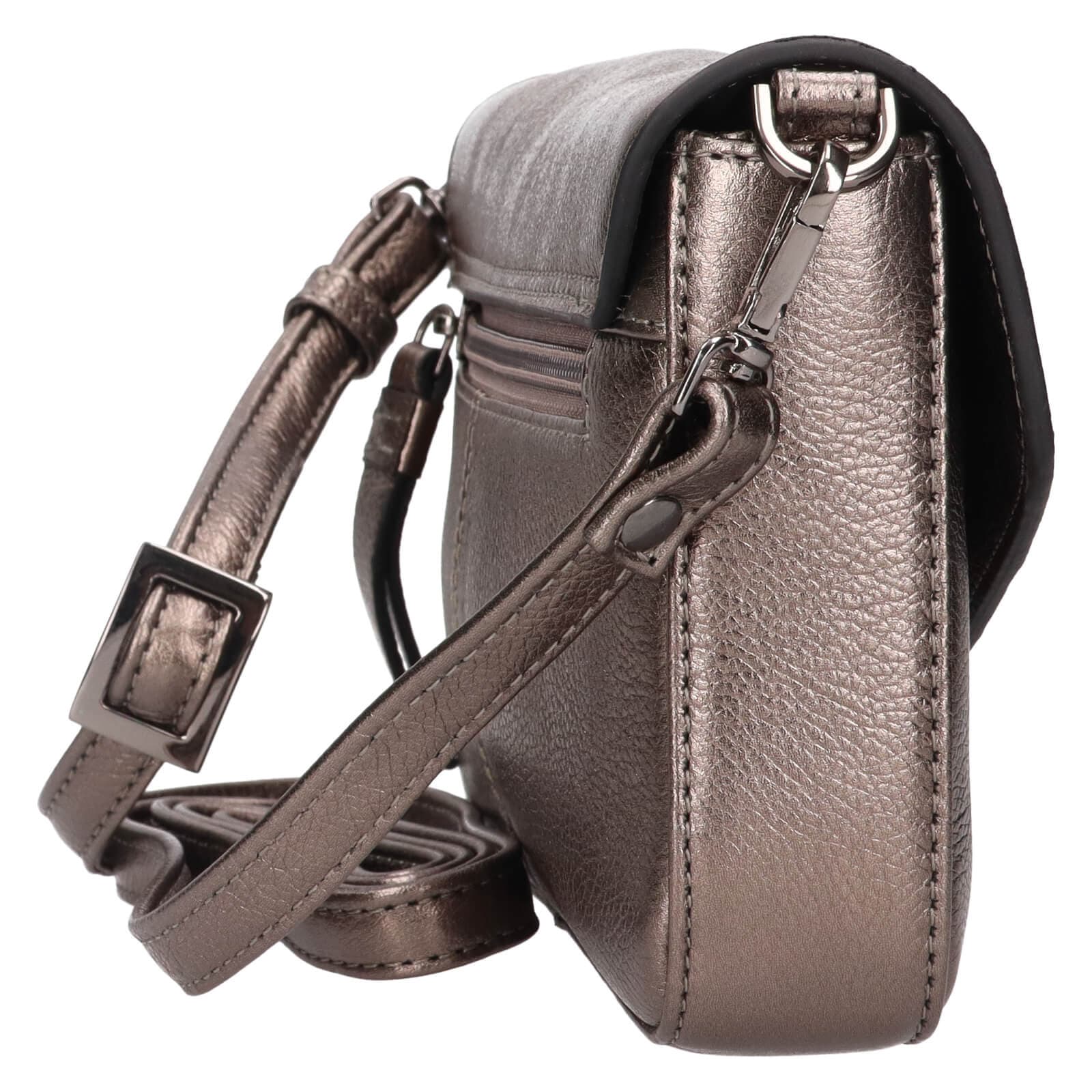 Kožená crossbody kabelka Lagen Rikke, stříbrná 4