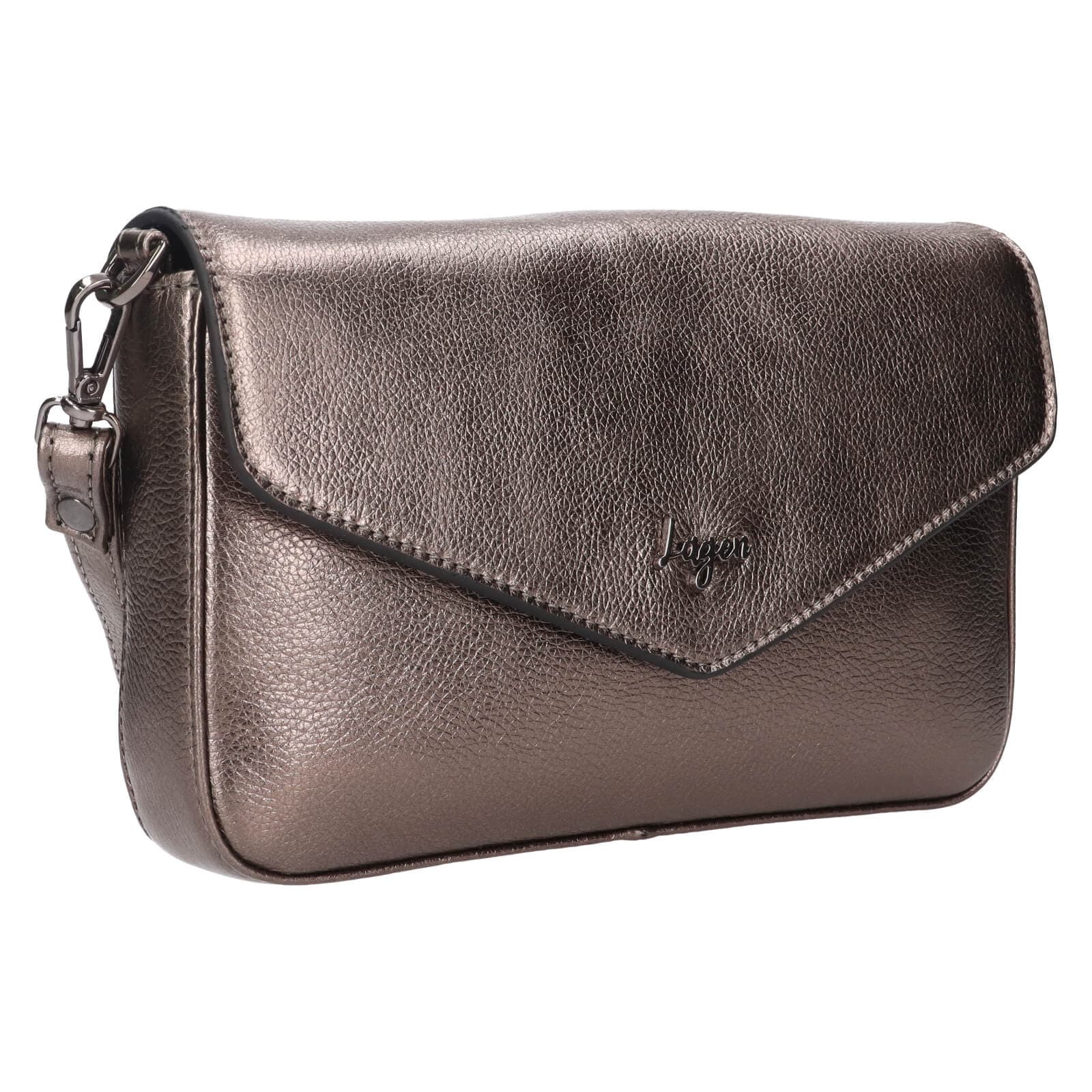 Kožená crossbody kabelka Lagen Rikke, stříbrná 2