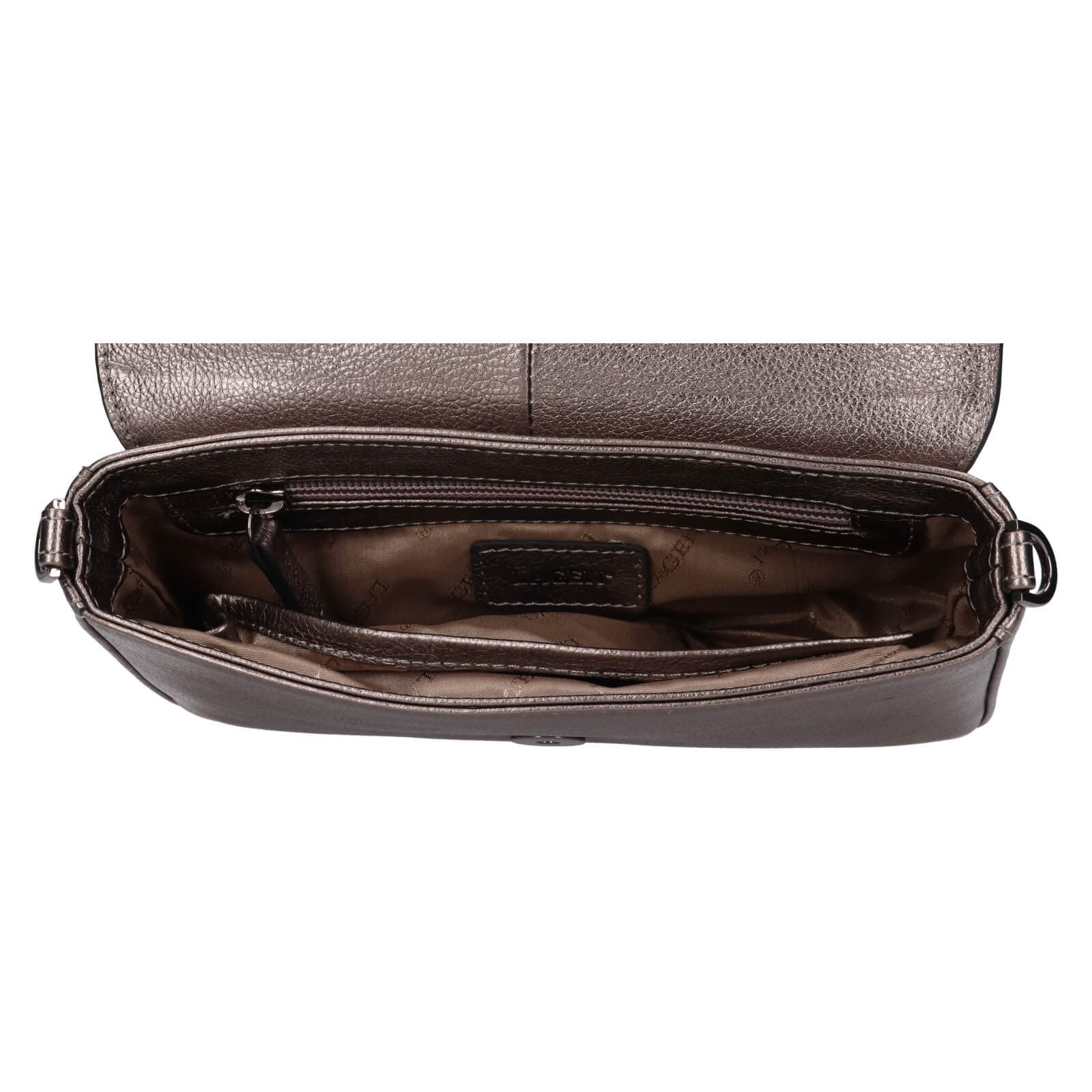 Kožená crossbody kabelka Lagen Rikke, stříbrná 5