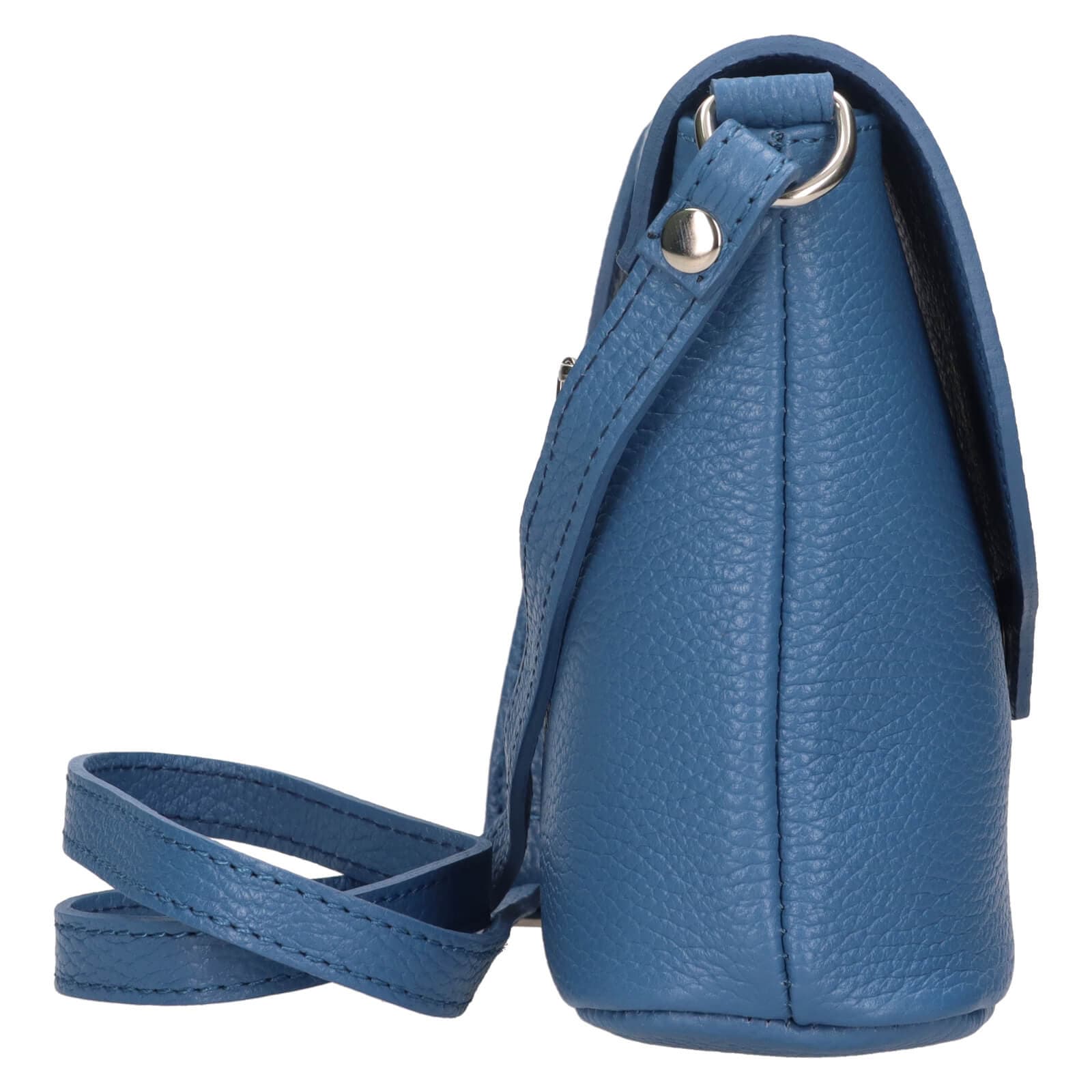 Kožená crossbody kabelka Italia Alice, modrá 4