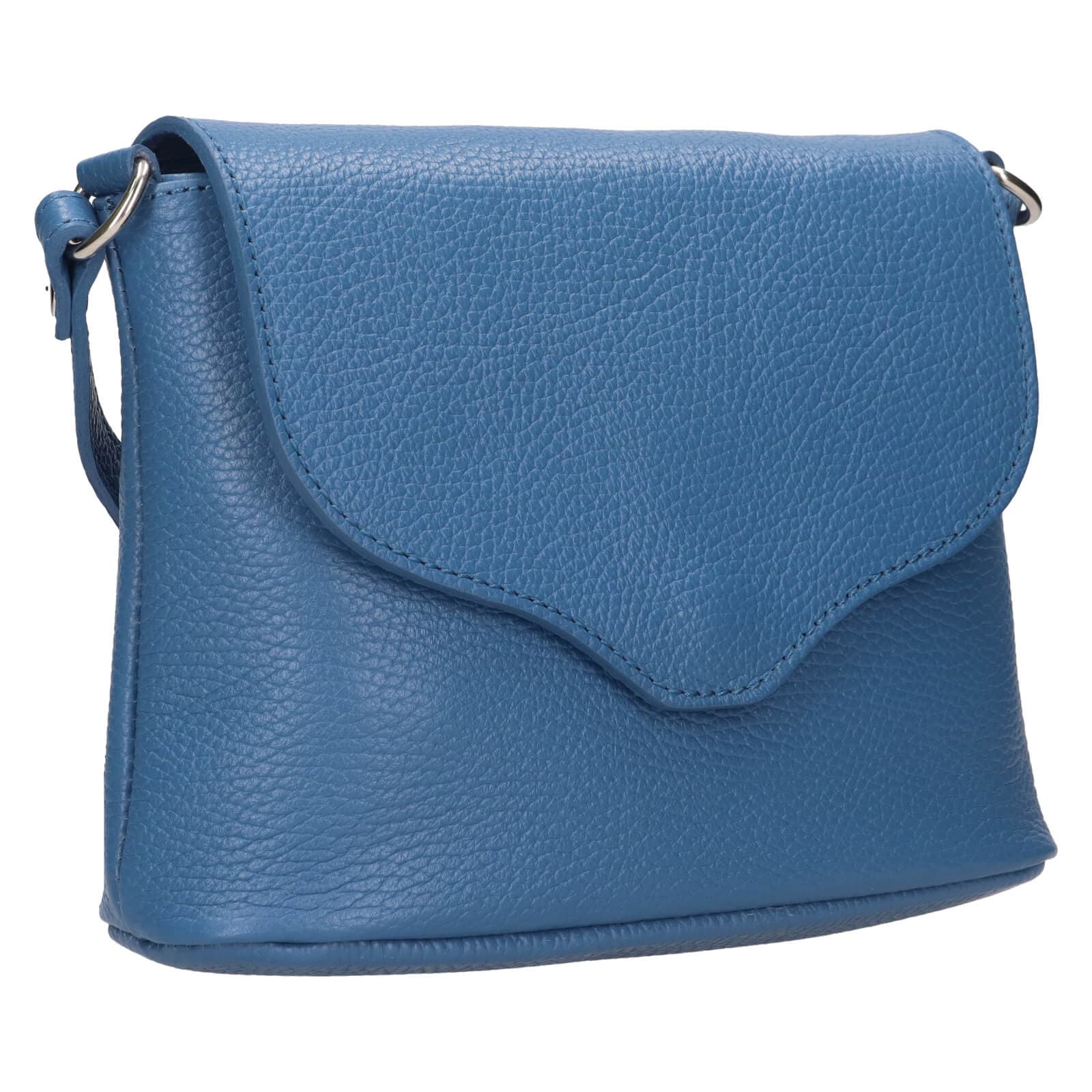 Kožená crossbody kabelka Italia Alice, modrá 2