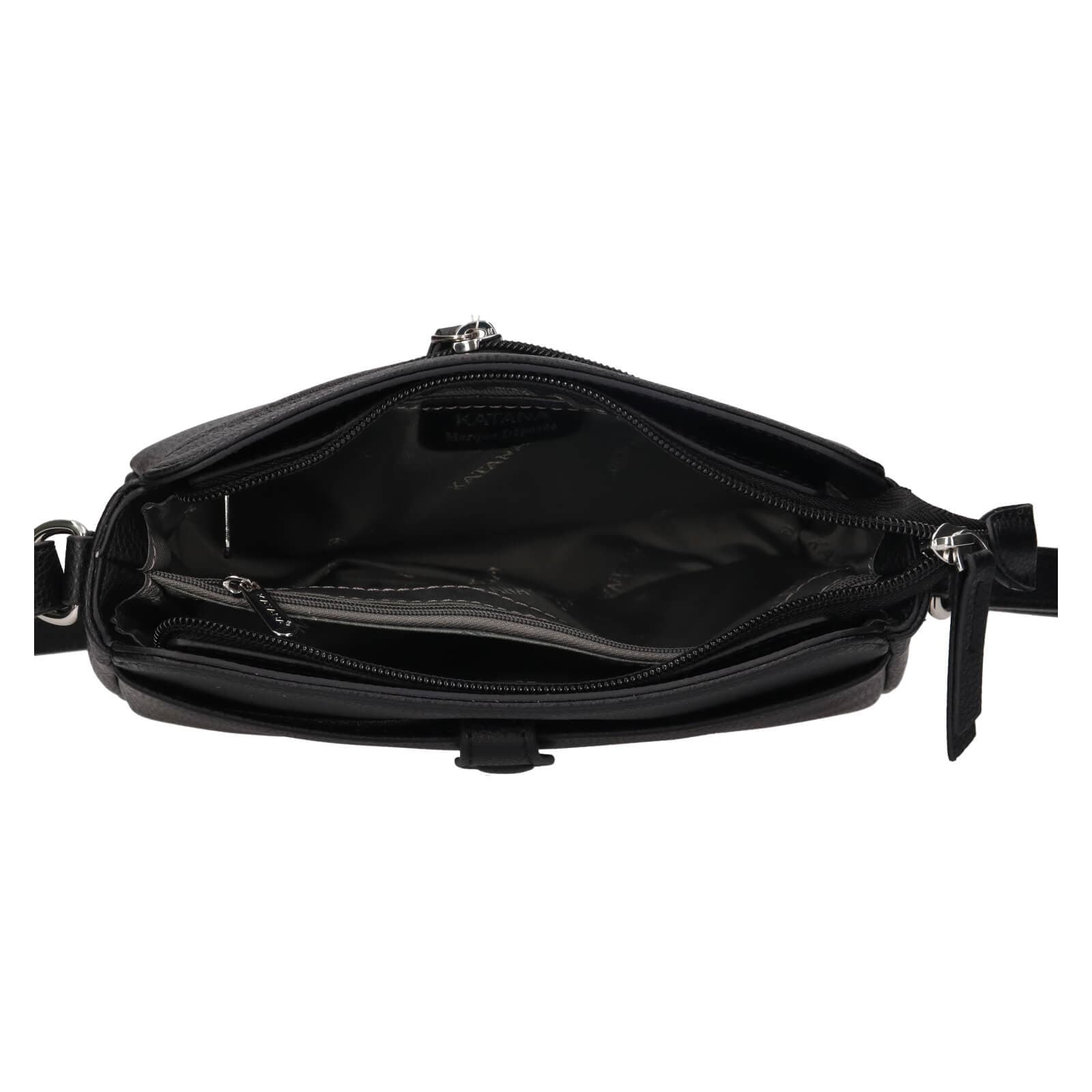 Kožená crossbody kabelka Katana Rezza, černá 5